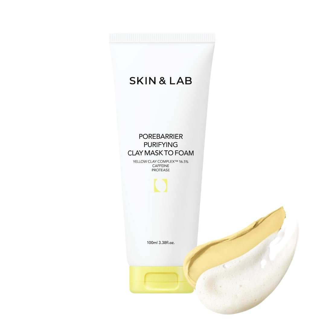 SKIN&LAB Porebarrier Purifying Clay Mask to Foam with Yellow Clay and Caffeine | Remove Sebum and Impurities | Cleansing | 3.38 fl. oz.