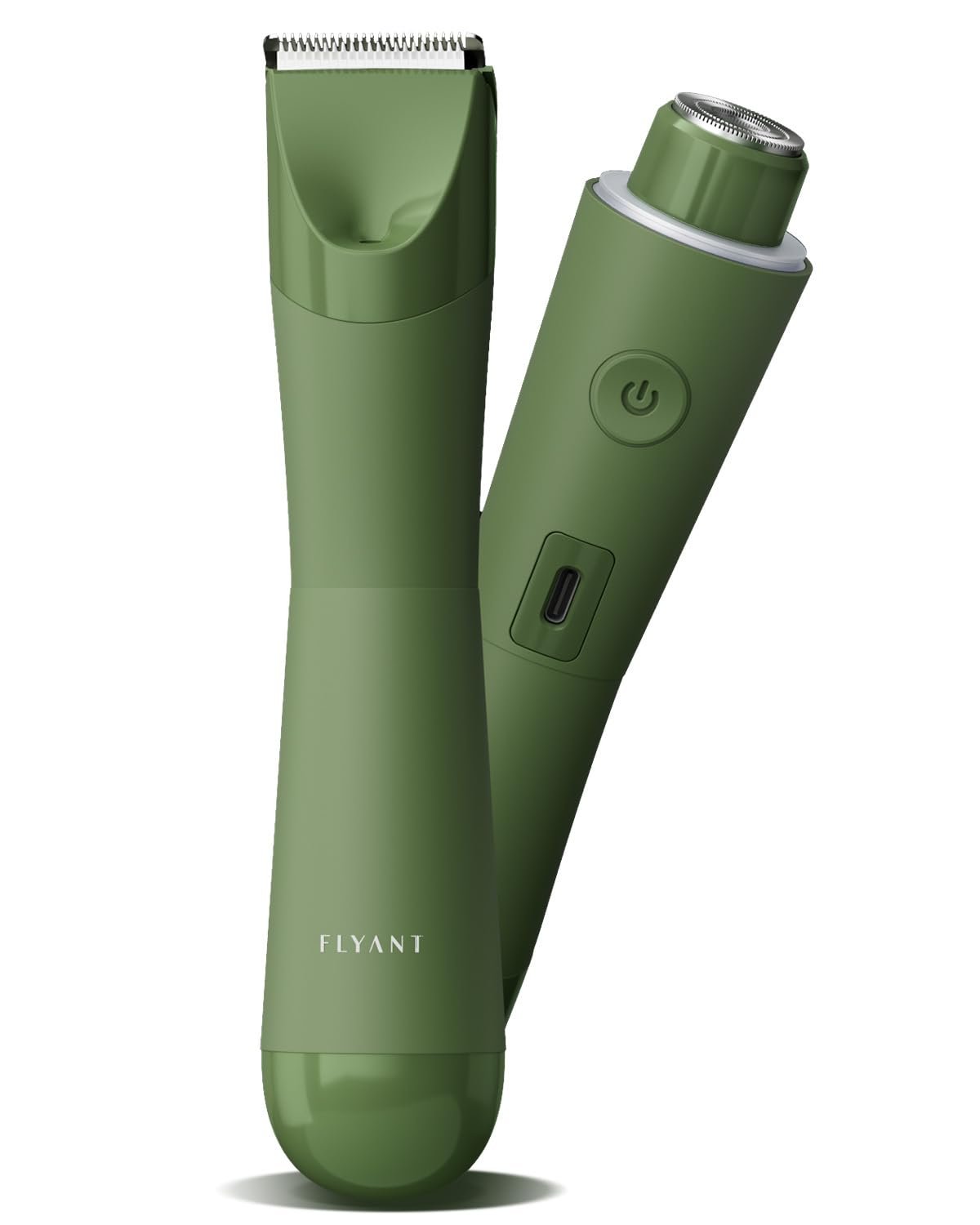 Flyant Bikini Trimmer for Women, 2 in 1 Electric Shaver for Women, Pubic Hair Trimmer Waterproof IPX7 with LED, Bikini Razor for Leg Arm Underarm Bikini Area, Pull Bows Gift Box for Friends – Green