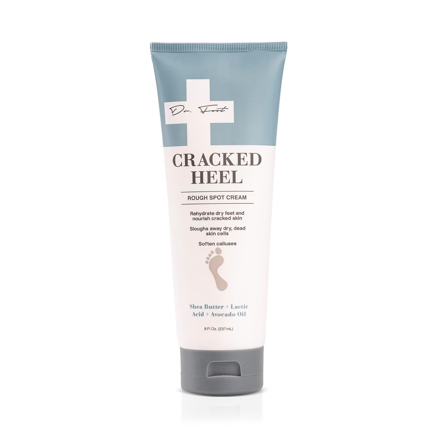 Dr. Foot Cracked Heel Repair Cream 8 Fl Oz – Moisturizing Lotion with Shea Butter & Lactic Acid, Softens Calluses & Dry Skin on Feet