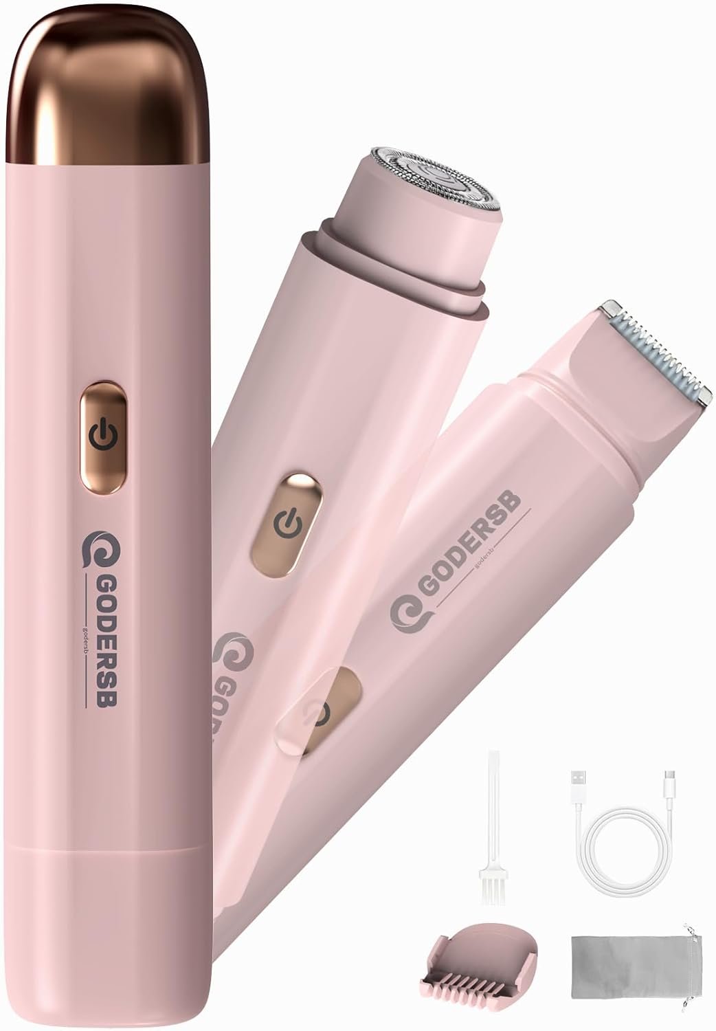 Bikini Trimmer for Women, Waterproof Electric Bikini Shaver Cordless Recharge Razors for Women for Leg Bikini Area Face Armpit & Body Trimming, Ideal Gifts for Ladies – Pink