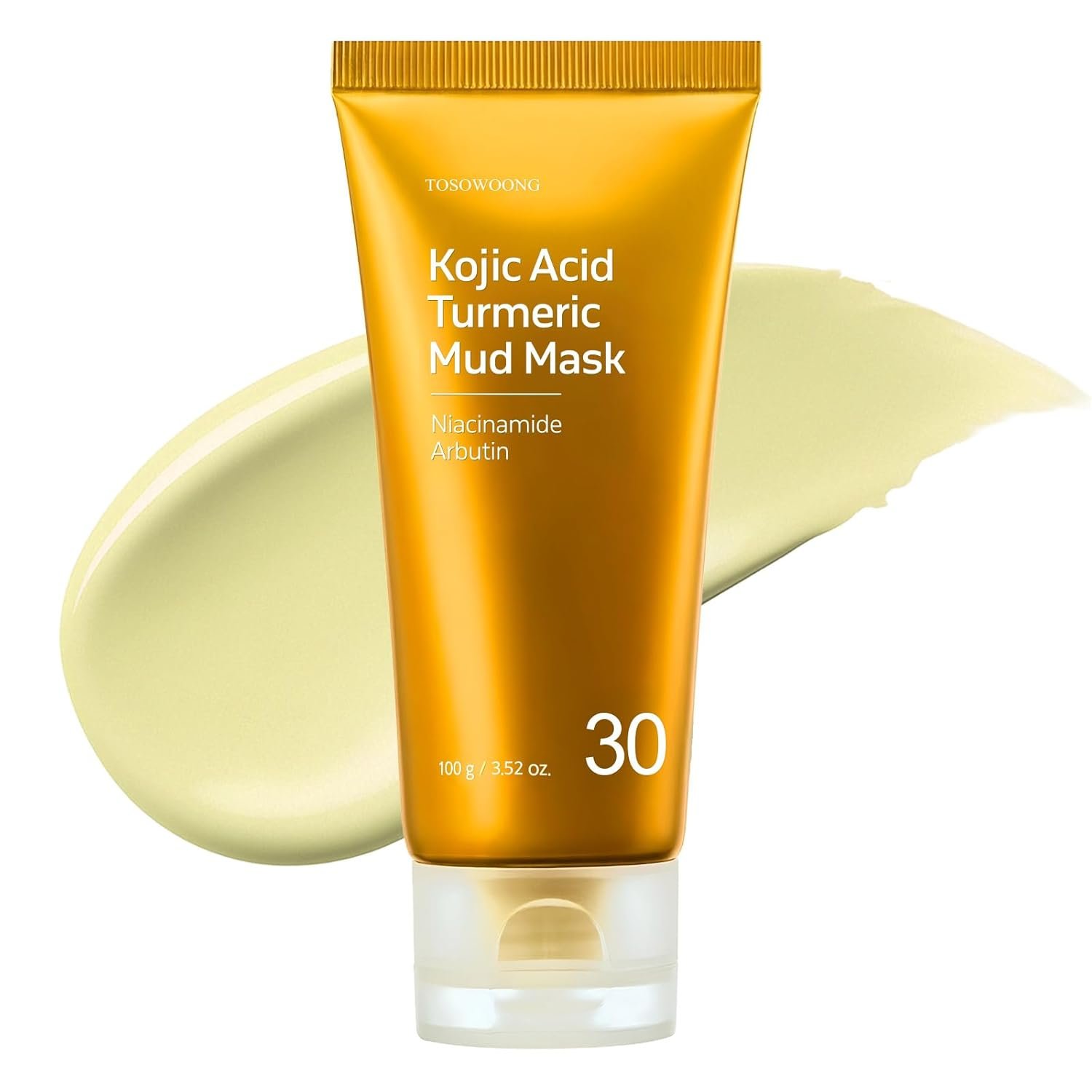 TOSOWOONG Kojic Acid Turmeric Mud Mask, Dark Spot & Blackhead Cleanser with Vitamin C, Niacinamide, Arbutin, Pore Cleaner, Clear Skin, Cooling Quick Dry Formula Face mask, Korean Skincare,100g/3.52oz.