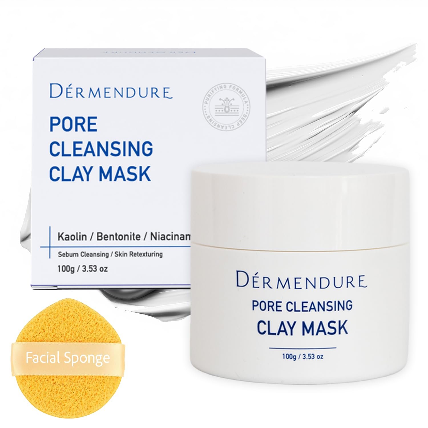 Deep Pore Cleansing Clay Mask for Face, Mud Mask for Oily Skin, Blackhead Remove Mask – with Bentonite and Amazonian White Clay – Oil Control, Niacinamide Brightening, Pore Purifying, 100g