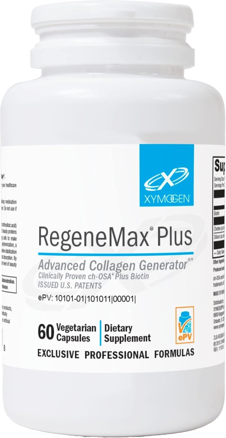 XYMOGEN RegeneMax Plus – 500 mcg Biotin for Skin, Nail & Hair Support – Supports Bone & Joint Health – Choline-Stabilized Orthosilicic Acid – Vegetarian Capsules – 60 Count (Pack of 1)