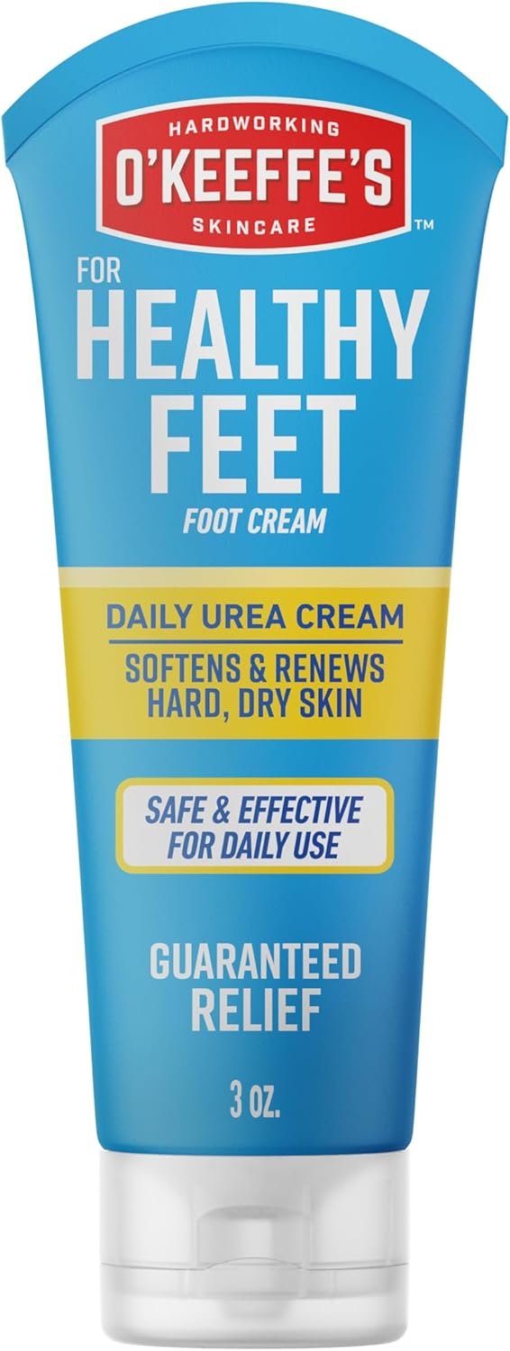 O’Keeffe’s for Healthy Feet Intense Renewal Cream with Urea & Alpha Hydroxy Acid – 3 oz Tube (1 Pack) – Chemically Exfoliates and Softens Extremely Callused, Dry Feet
