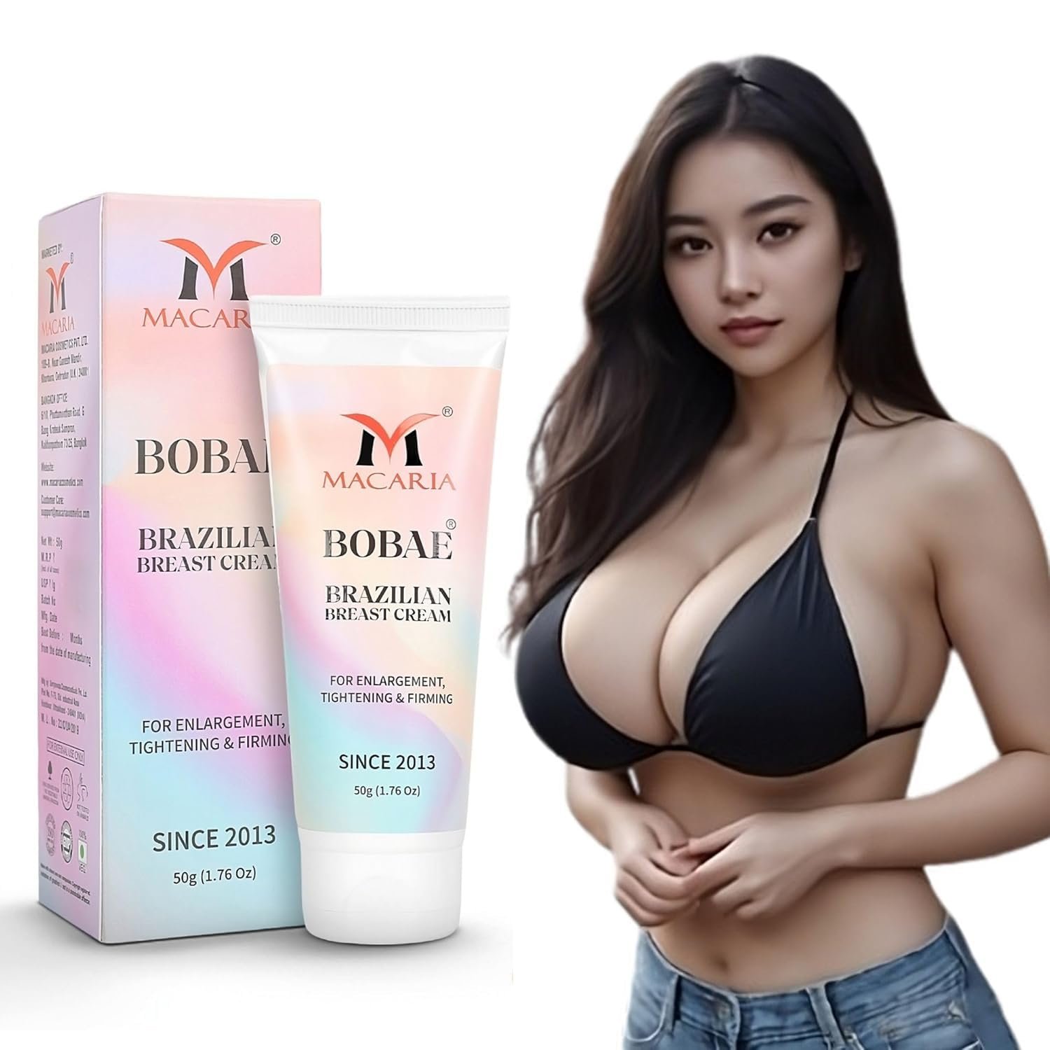 MACARIA Bobae Brazilian Breast Cream For Bigger Breast | Bust Tightening Shape & Size up Toning Massage Cream Quick Lifting Firming Breast Enhancement Gel bigger Brazilian Boobs Women