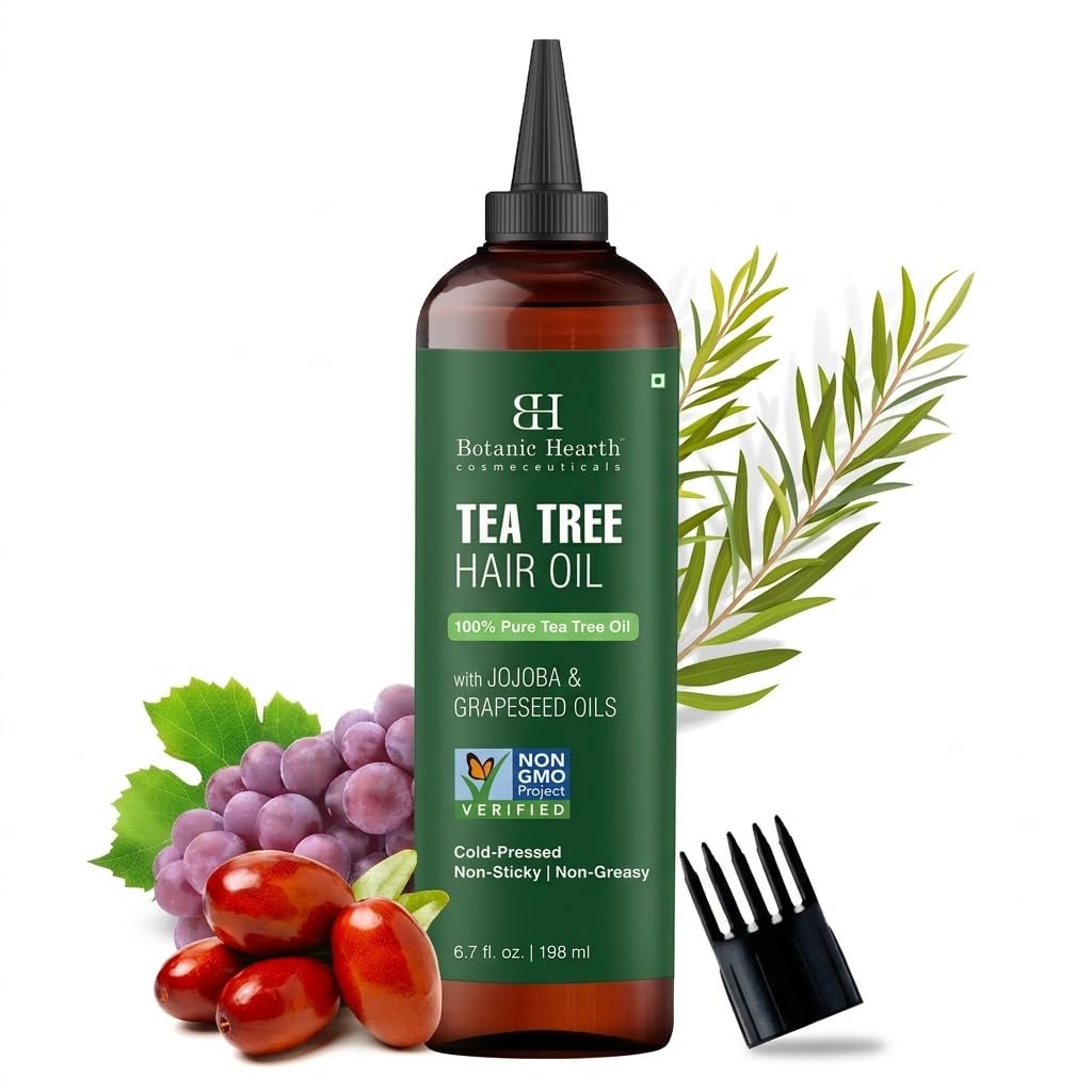 Botanic Hearth 100% Pure Tea Tree Scalp Oil for Hair Growth, Dandruff & Itchy Scalp Relief 6.7 Fl Oz | Infused with Coconut Oil | Repairs Dry Damaged Hair & Strengthens Hair | All Hair Types