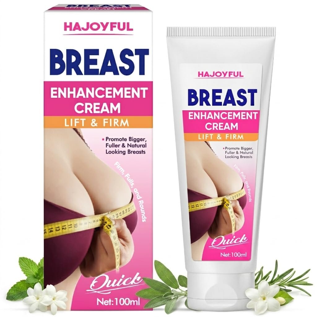 Breast Enhancement Cream, Bust Firming & Lifting Cream for Natural Appearance, Non-Greasy Moisturizer with Hyaluronic Acid & Collagen, Fast Absorbing, Easy-to-Apply Formula