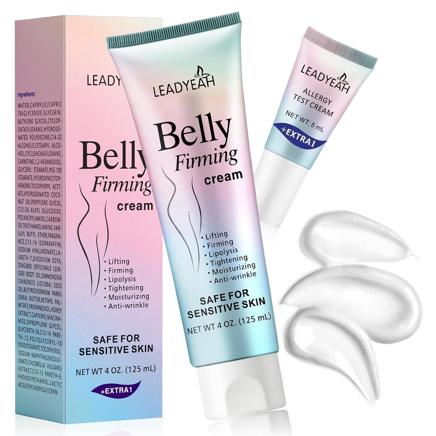 B Flat Belly Firming Cream – Moisturizing, Firming for Stomach, Thighs and Butt, Body Lotion for Women and Men, 125 ML