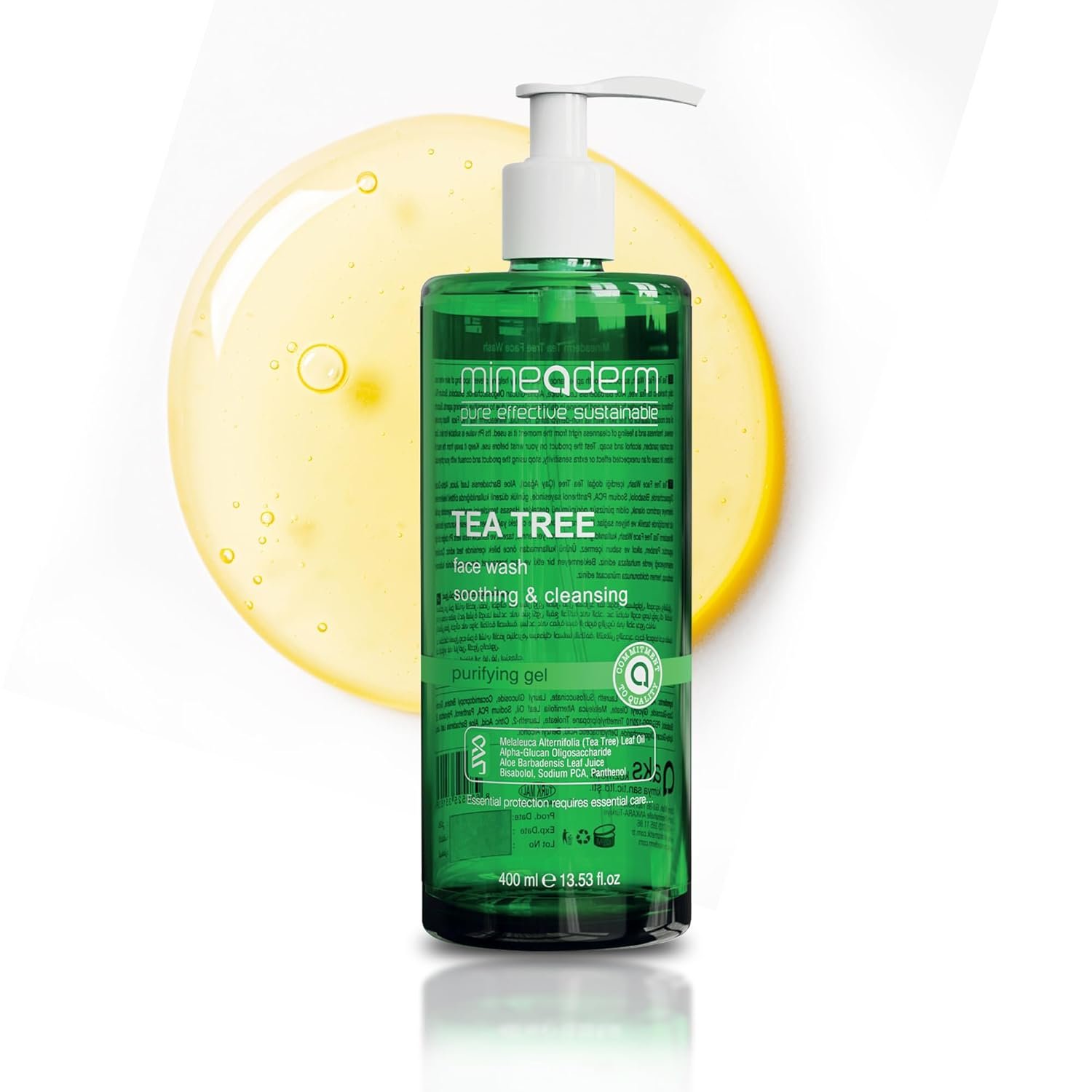 Mineaderm Tea Tree Oil Face Wash – Daily Facial Cleanser for Oily & Acne-Prone Skin, Acne Face Wash for Women and Men with Aloe Vera, Panthenol & Bisabolol -13.53 fl oz