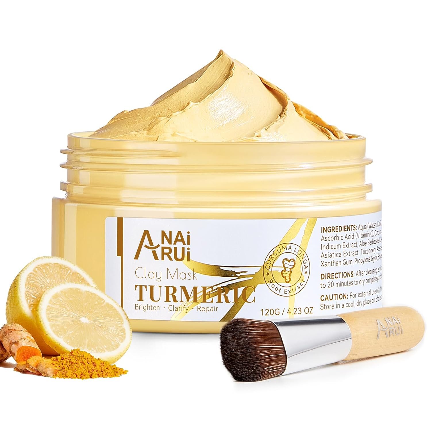 Turmeric Vitamin C Face Mask, Deep Cleansing Clay Mask for Dull Skin, Skincare Facial Mask for Refining Pores and Controlling Oil, Smooth & Radiant Skin, Face Skincare Gifts, 4.23 OZ