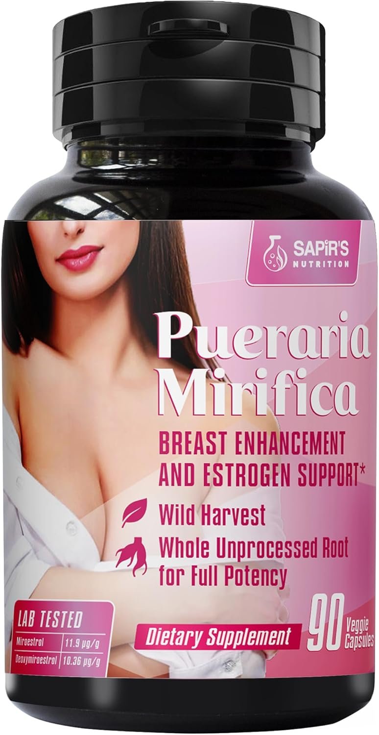 Pueraria Mirifica Capsules 2000mg Daily – Breast Enhancement Pills and Estrogen Supplement for Women and Men, Breast Enlargement Pills for Women and Transgender – Breast Growth Breast Enhancer