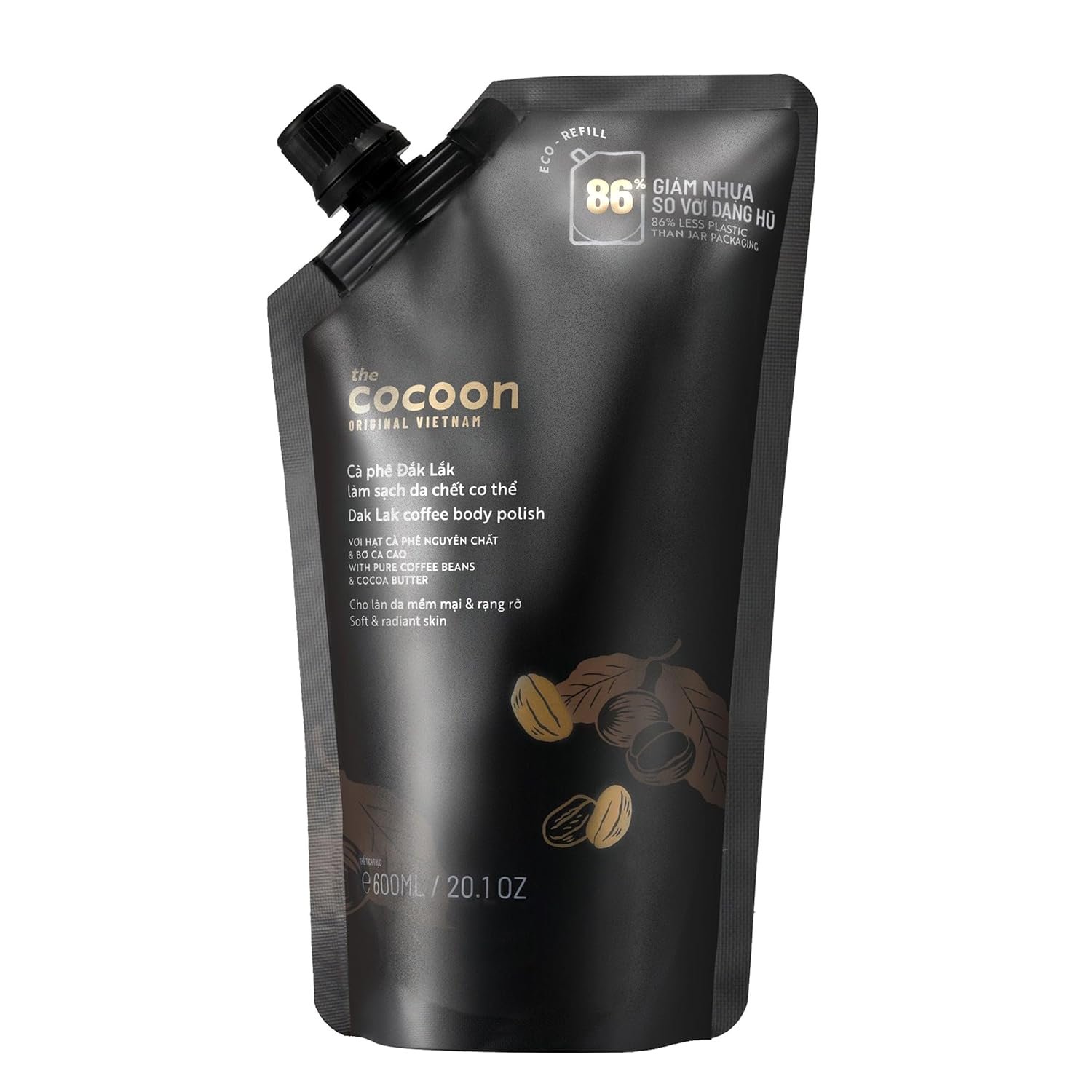 Cocoon Original Vietnam Dak Lak Coffee Body Scrub 600ml / 20.3 fl oz – Exfoliating Body Polish with Coffee Grounds, Cocoa Butter & Shea Butter for Soft, Smooth & Radiant-Looking Skin