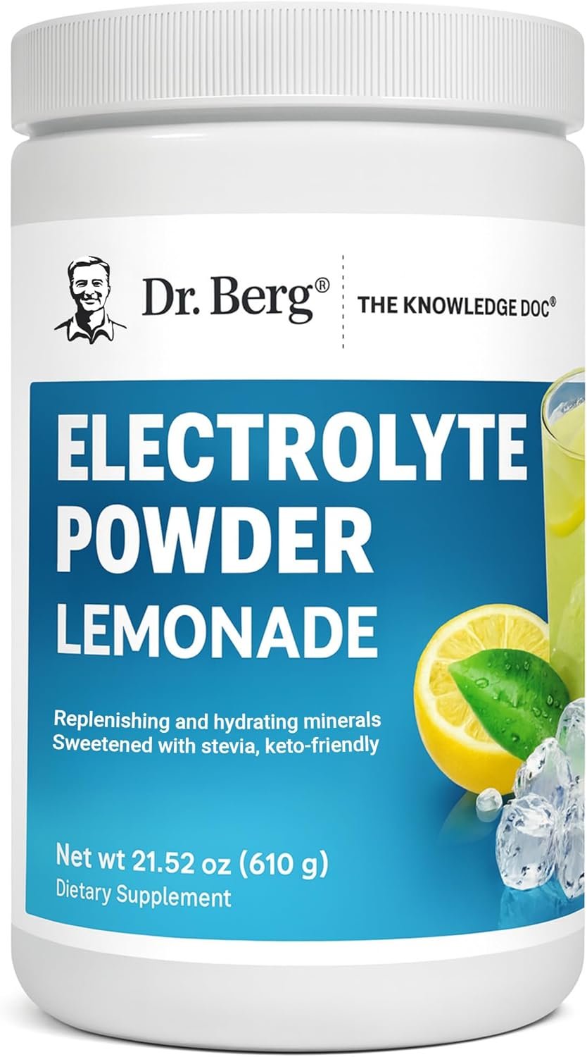 Dr. Berg Zero Sugar Hydration Keto Electrolyte Powder – Enhanced w/ 1000 mg of Potassium & Real Pink Himalayan Salt (NOT Table Salt) – Lemonade Flavor Hydration Drink Mix Supplement – 100 Servings