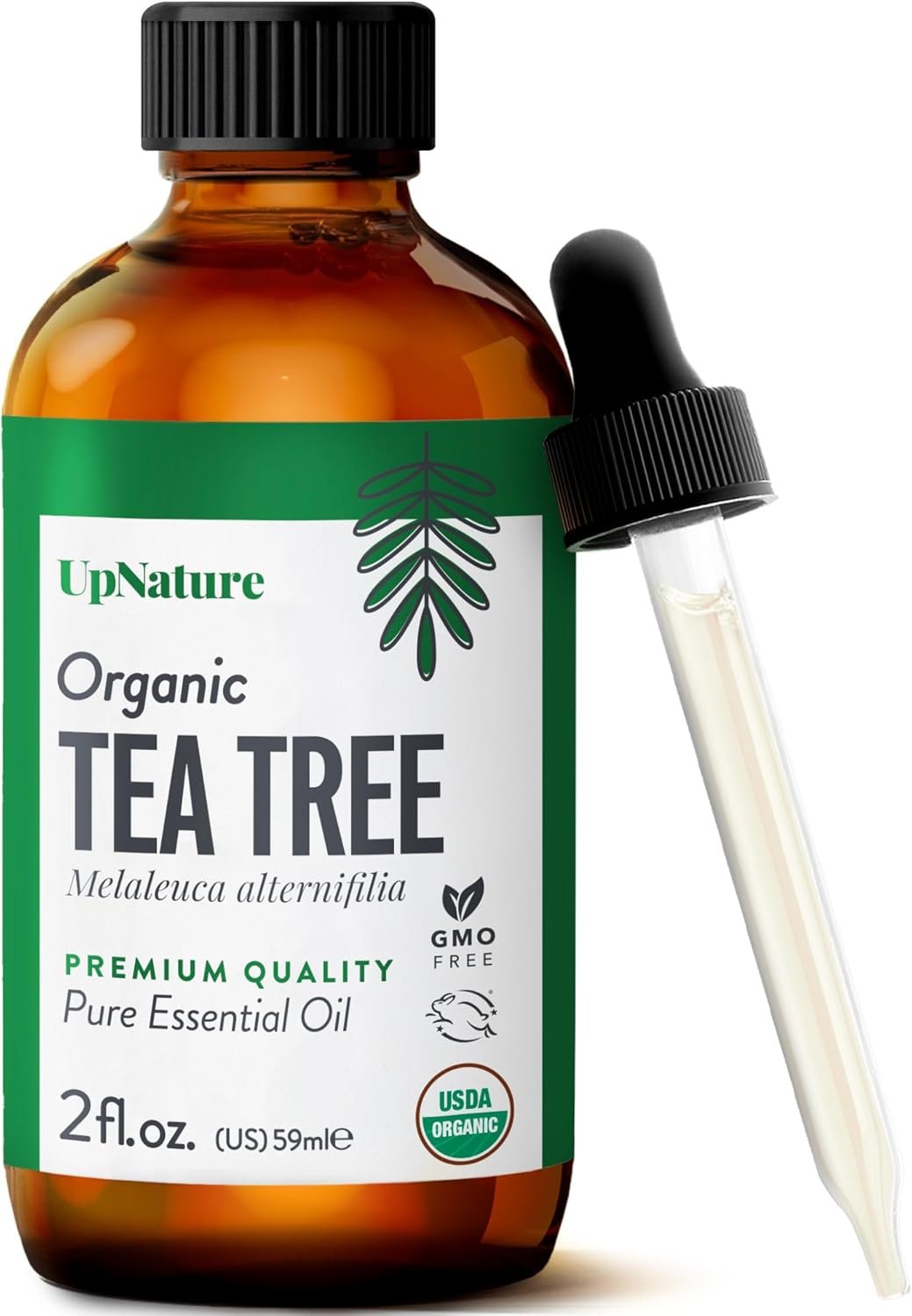 UpNature Tea Tree Oil – 100% Pure USDA Certified Organic Tea Tree Essential Oils for Skin, Hair, Toenail, Body and Scalp (2oz)