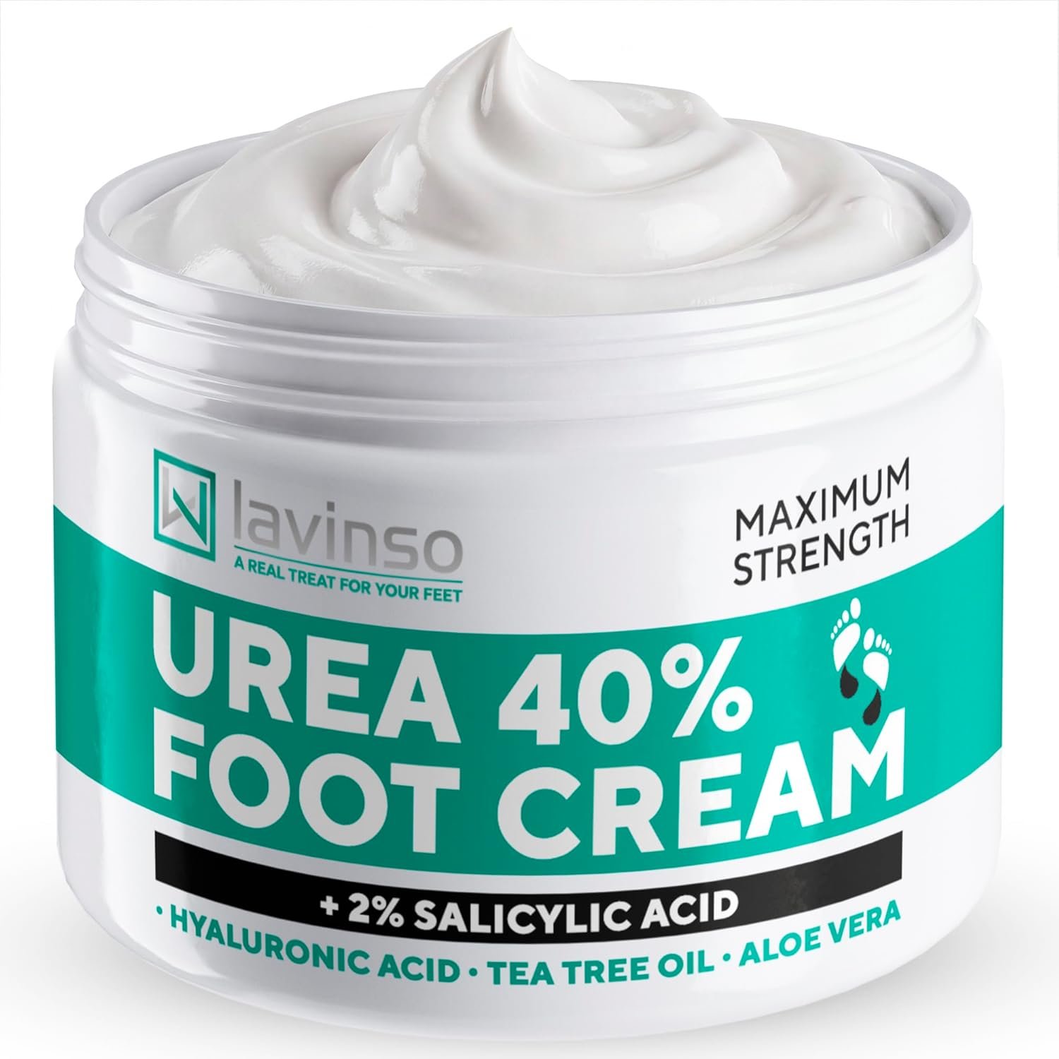 Lavinso Urea Cream 40 Percent for Feet with Maximum Strength – Foot Cream for Calluses and Dry Cracked Heels – Rough Skin Repair for Men and Women