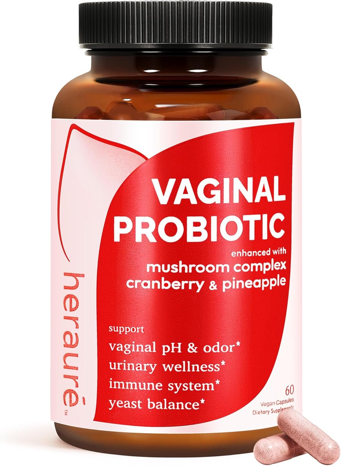 HerAure Vaginal Probiotics for Women – pH Balance, Healthy Vaginal Odor, Vaginal Flora, Yeast Balance, Women Probiotics and Prebiotics, Immune Support – Prebiotics & Lactobacillus Probiotic,60CT
