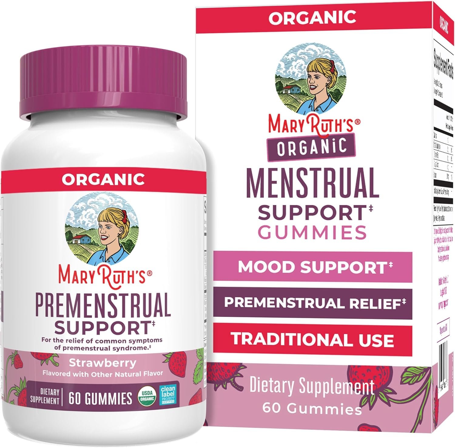 MARYRUTH’S Organic Menstrual Support Gummies for the Relief of Common Symptoms of Premenstrual Syndrome | PMS Support | Premenstrual Mood Support | USDA Organic | Non-GMO | Vegan | 30 Servings