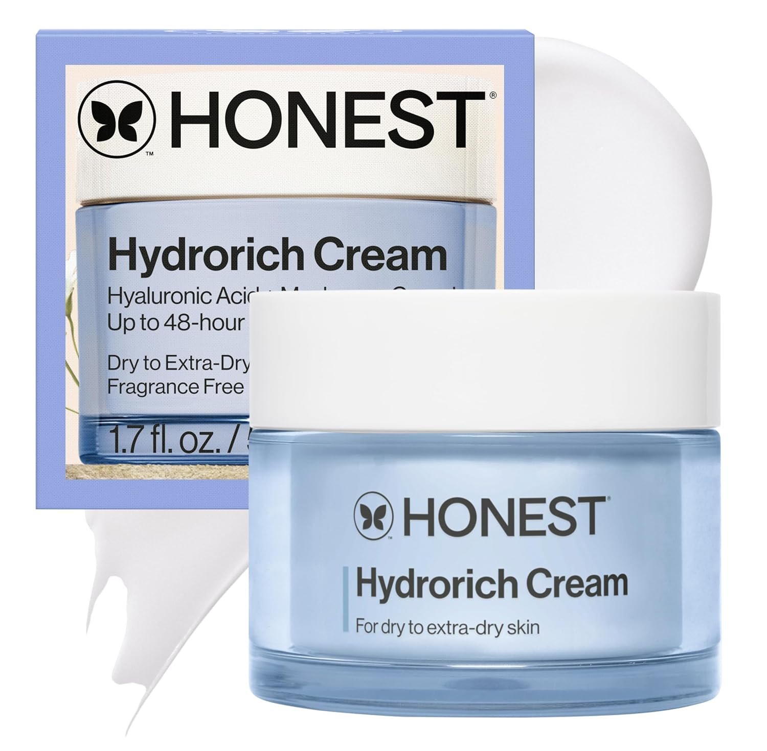 Honest Beauty Hydrorich Cream with Hyaluronic Acid + Mushroom Complex, Clinically Tested for Dry Skin, Dermatologist Tested, Hypoallergenic, Vegan, EWG Verified