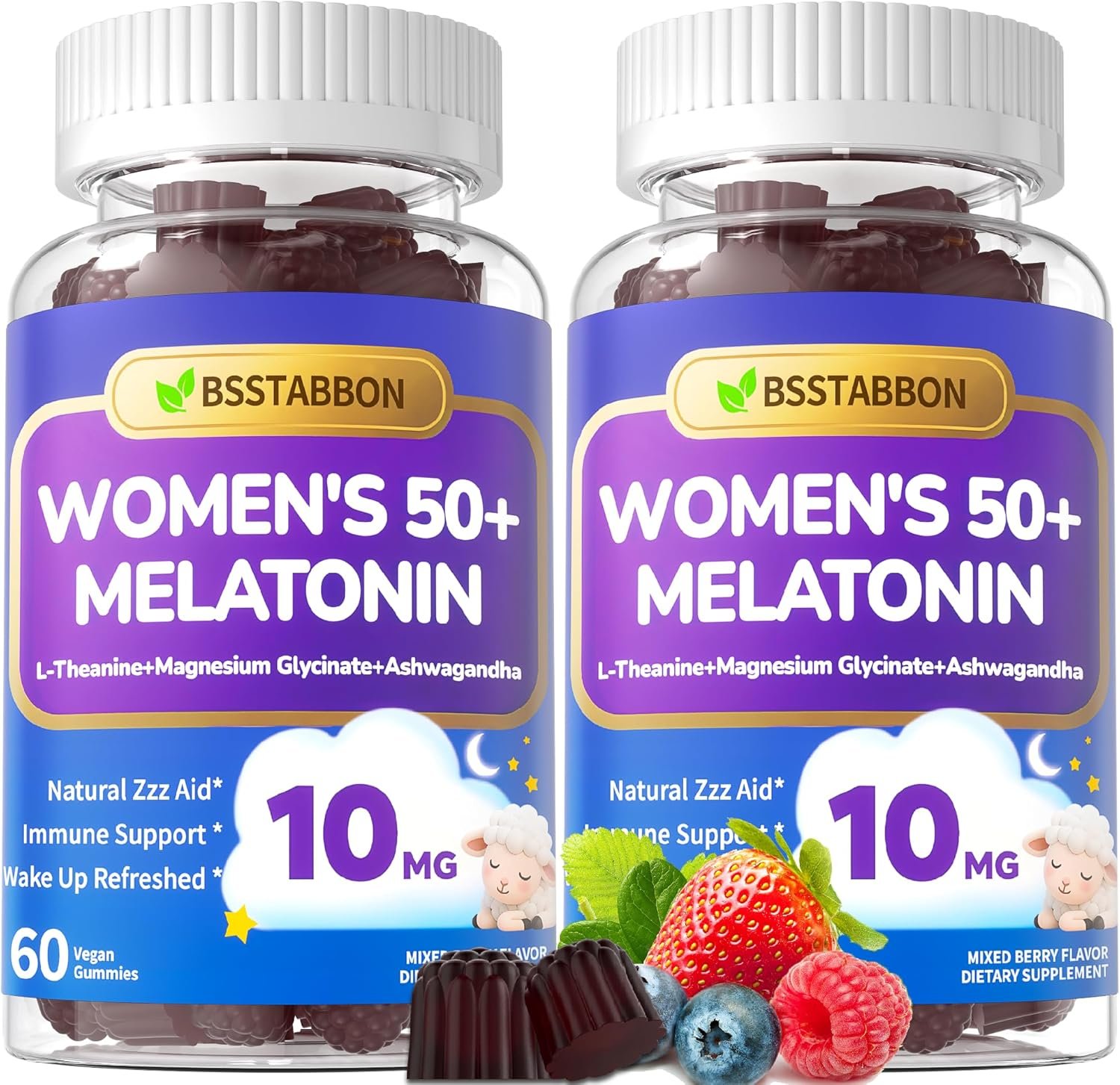 Melatonin 10mg Gummies for Women Over 50: Maximum Strength Plus Magnesium Ashwagandha Elderberry L-Theanine Chamomile Lavender Vitamins D3 for Zzz – Non-Habit Forming for Women 50+(120Count)
