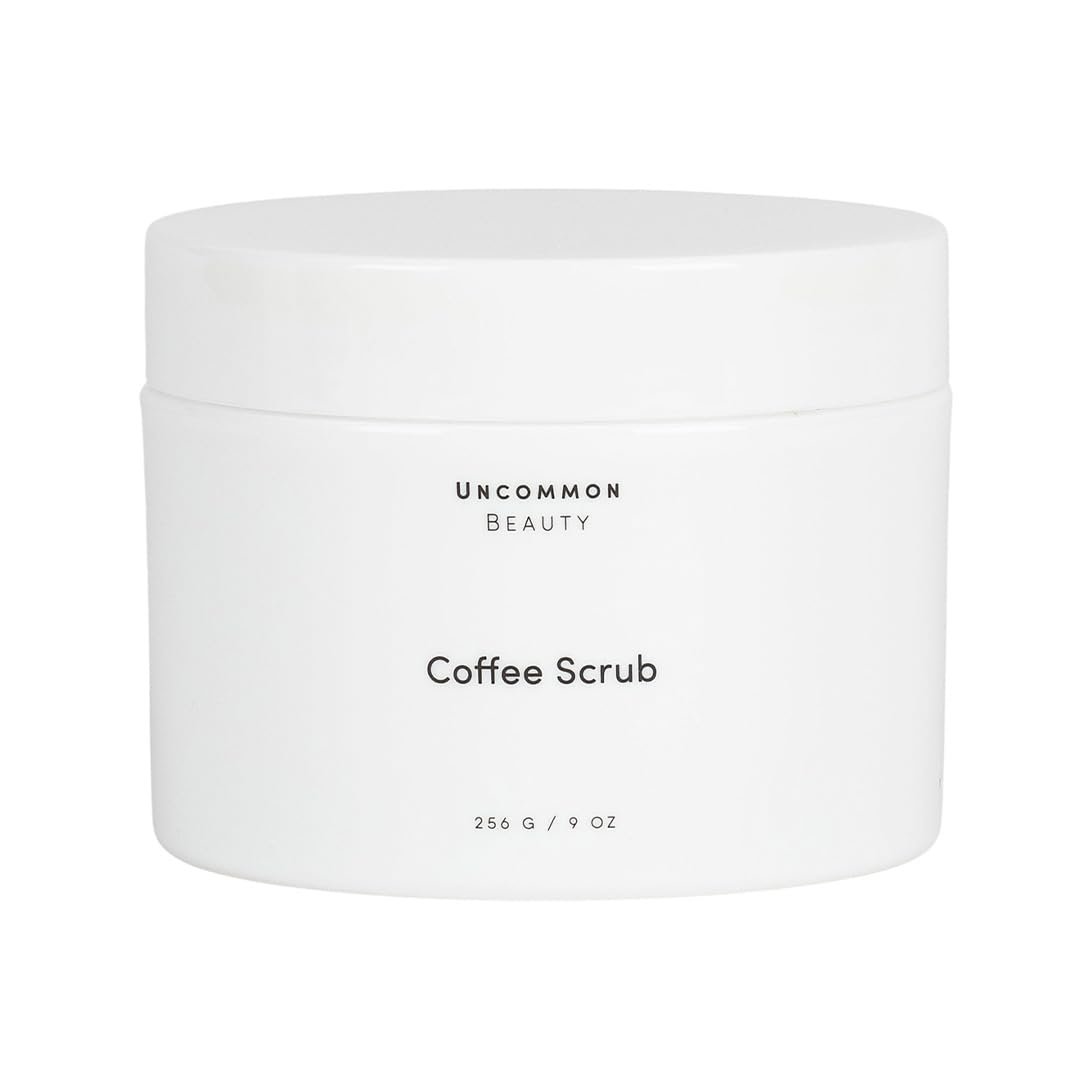 Uncommon Beauty Coffee Scrub – Exfoliating and Hydrating Body Scrub – Dry Scrub with Coconut Oil and Cocoa Butter – All Skin Types, Vegan, Cruelty Free, Synthetic Fragrance Free, 9 OZ