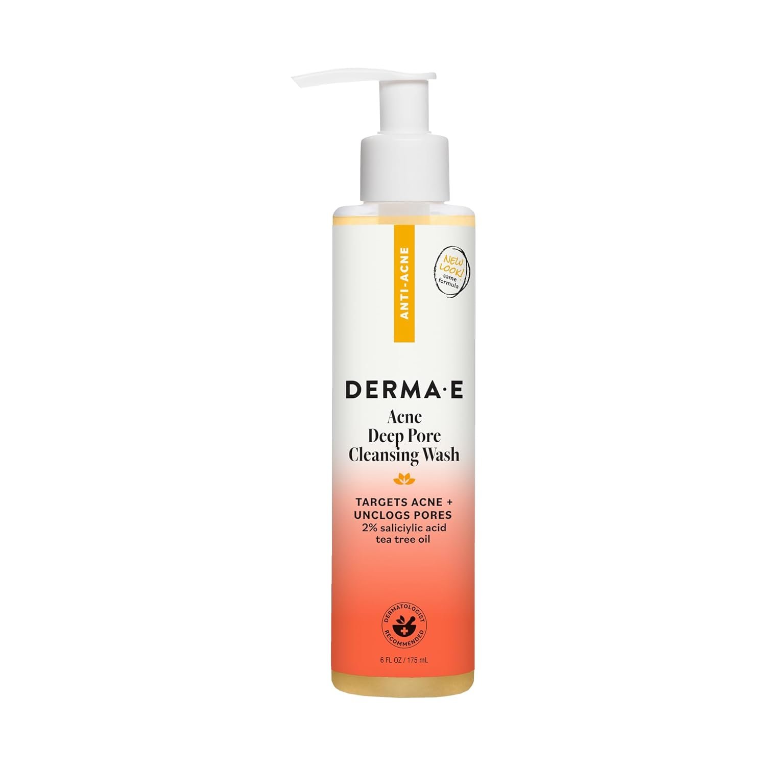 Derma E Acne Deep Pore Cleansing Wash – Blemish Control Facial Cleanser with Salicylic Acid – Gentle Oil Control Face Wash Soothes and Balances Skin, 6 fl oz