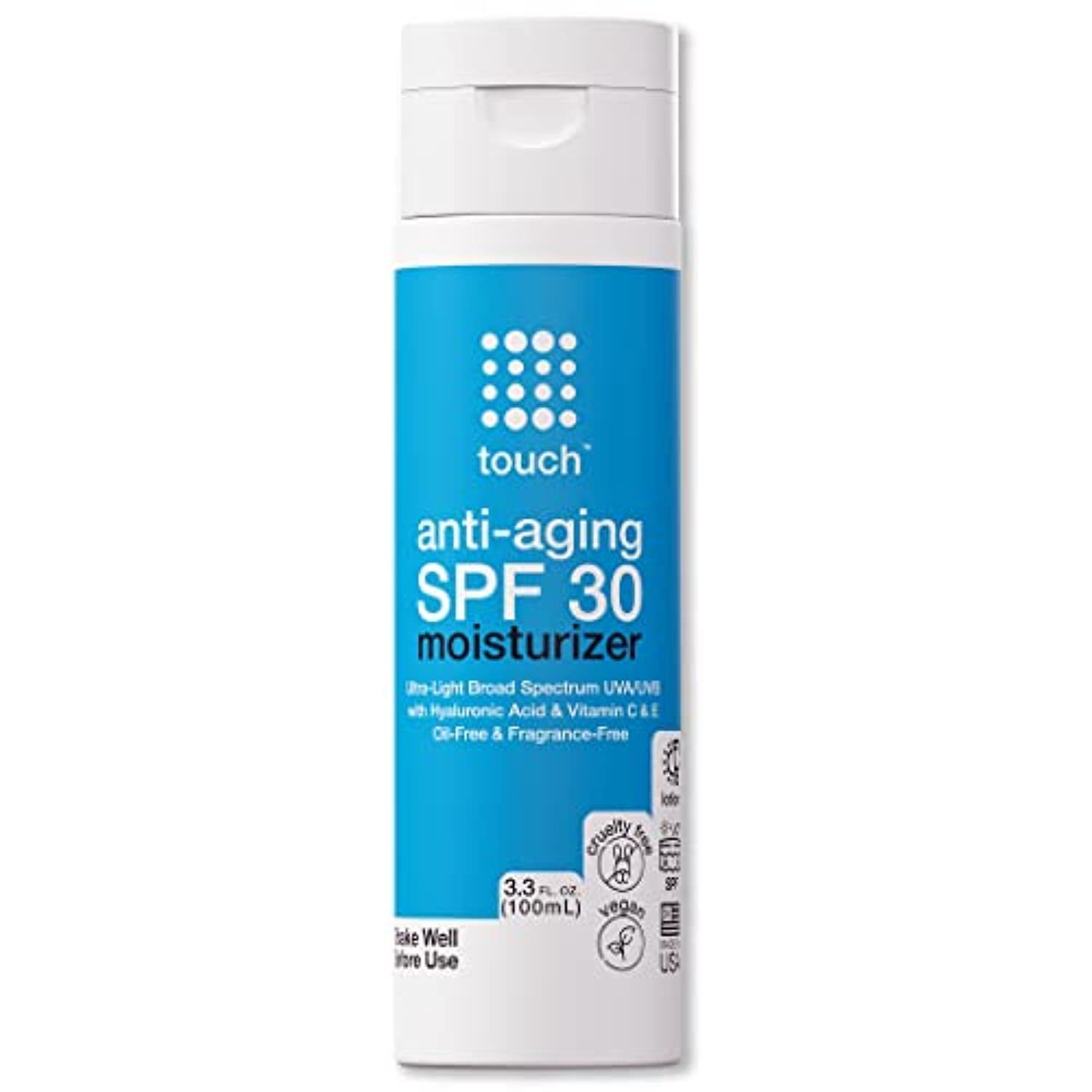 Age Defying SPF 30 Sunscreen Moisturizer Face Cream with Vitamin C, E, & Hyaluronic Acid for Face, Neck, or Body – Fragrance and Oil Free – 3.3 Oz
