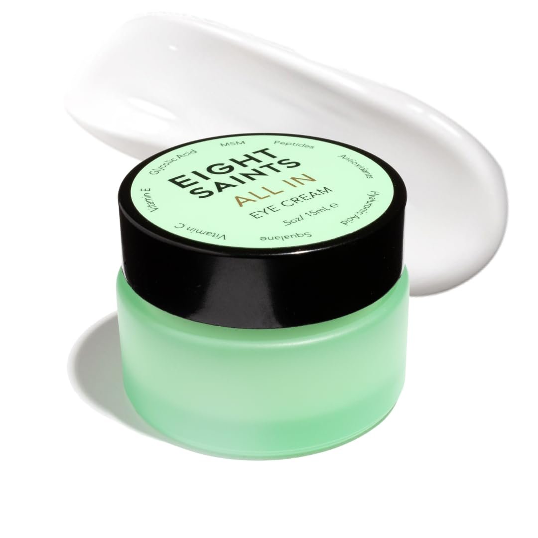 Eight Saints Skin Care All In Eye Cream, Anti Aging Eye Cream to Reduce Puffiness, Wrinkles, & Eye Bags, Dark Circles Eye Treatment, with Hyaluronic Acid, Vitamin C, & Peptides, 0.5 Ounces