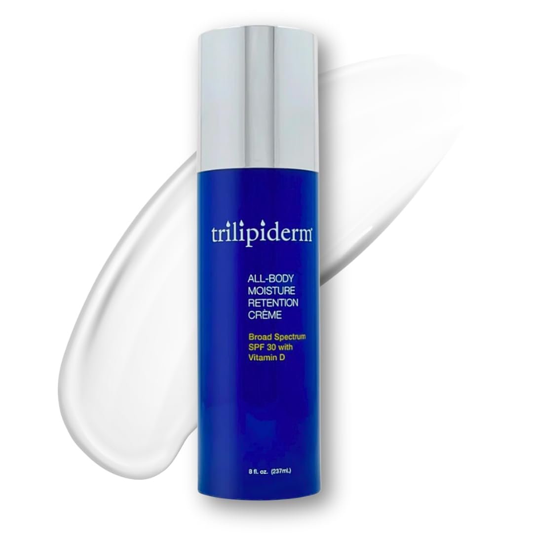 Trilipiderm All-Body Moisture Retention Crème SPF 30 – Body Sunscreen Moisturizer Lotion with Vitamin D, Plant-Based Daily Body Cream for Dry Skin, Non-Greasy Broad Spectrum UVA/UVB Protection, 8 oz