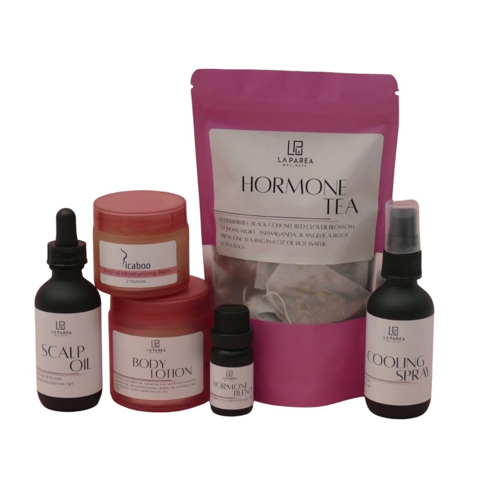 Menopause Gift Set by La Parea Wellness – Midlife Transition & Comfort Kit – 6-Piece Botanical Self-Care Set for Women