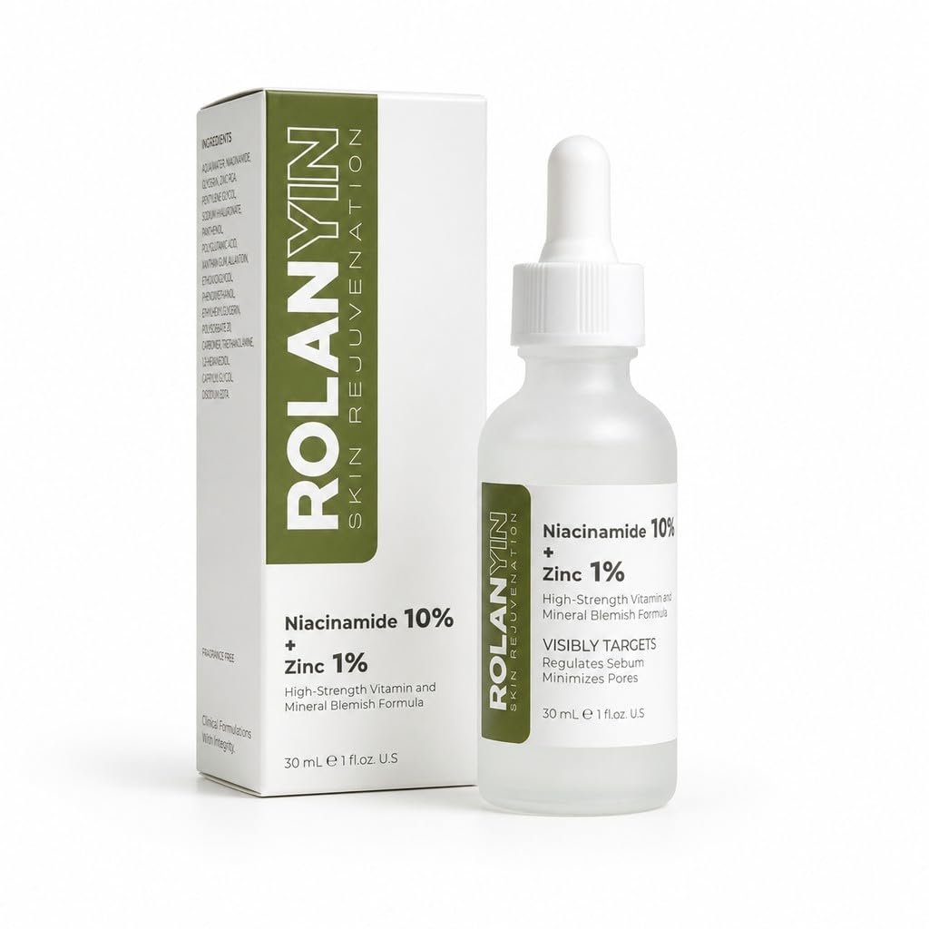 ROLANYIN Niacinamide 10% + Zinc 1% Facial Serum for Oil Control and Pore Minimizing Blemish Treatment Hydrating Soothing Anti Aging and Nourishing Formula Skin Care