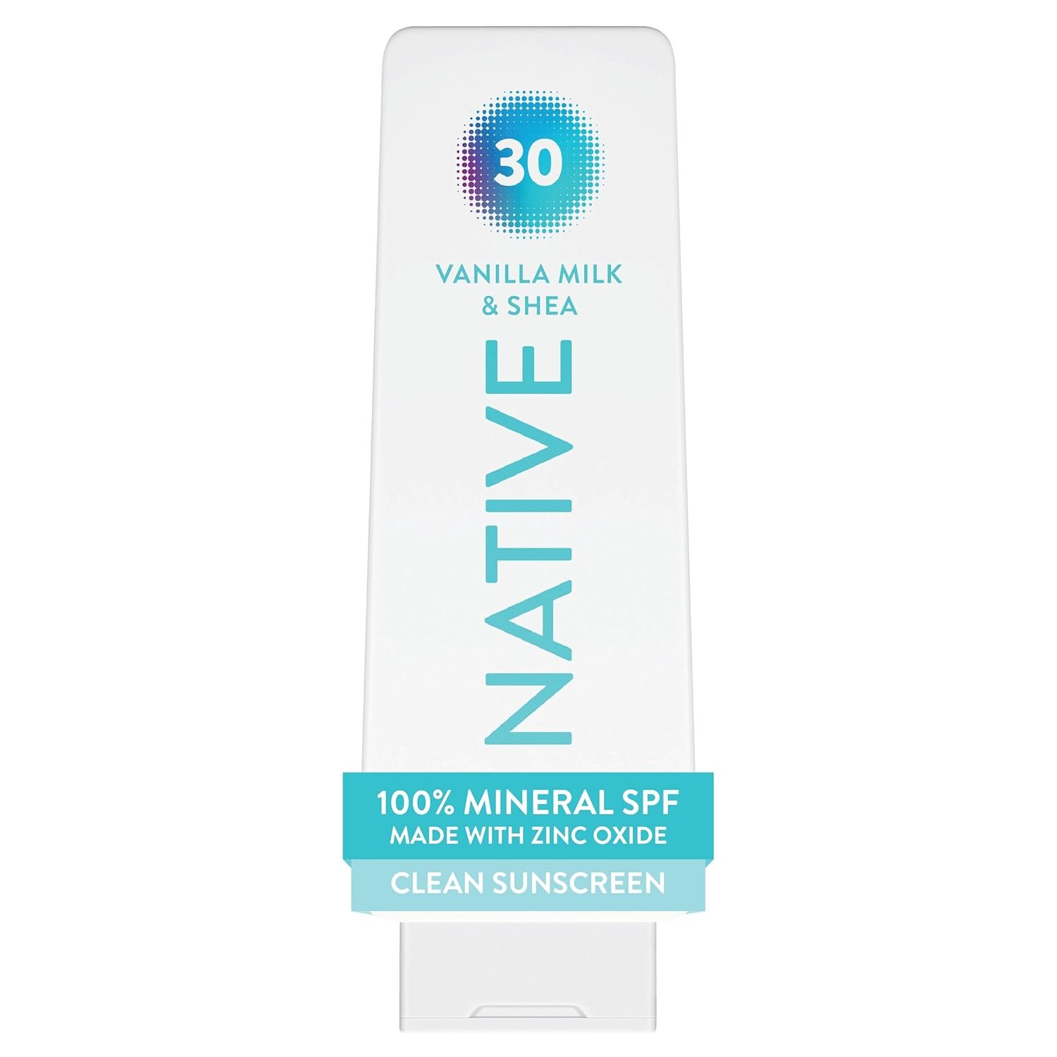 Native Mineral Sunscreen Lotion SPF 30, Vanilla Milk & Shea Scent, with 100% Mineral Zinc Oxide for Face & Body, Hawaii Compliant, Vegan, No White Cast – 7 oz