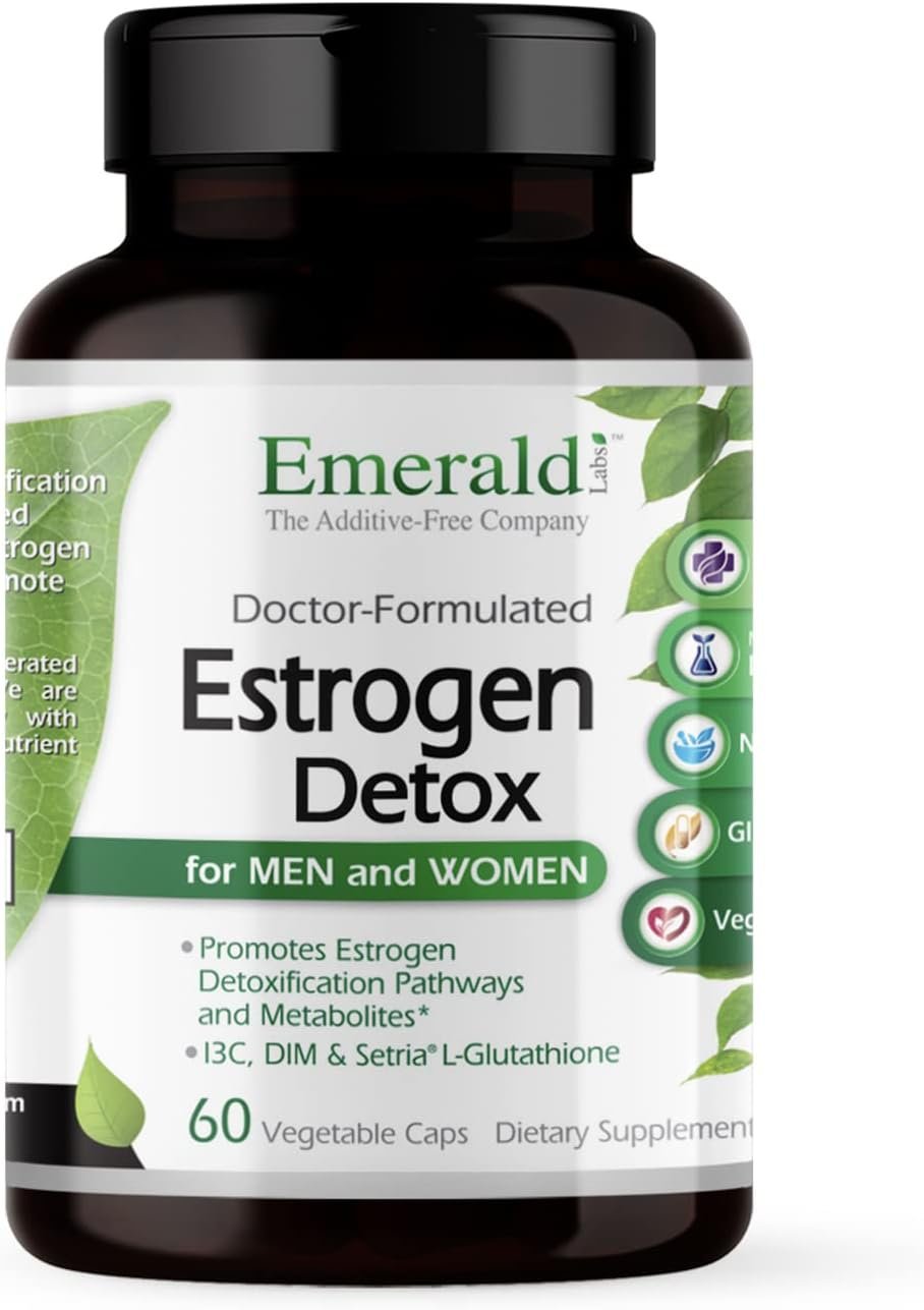 EMERALD LABS Estrogen Detox – Supports Hormone Balance for Women & Men* – Includes I3C, DIM & Setria L-Glutathione – Vegan, Gluten-Free – 60 Vegetable Capsules (30-Day Supply)