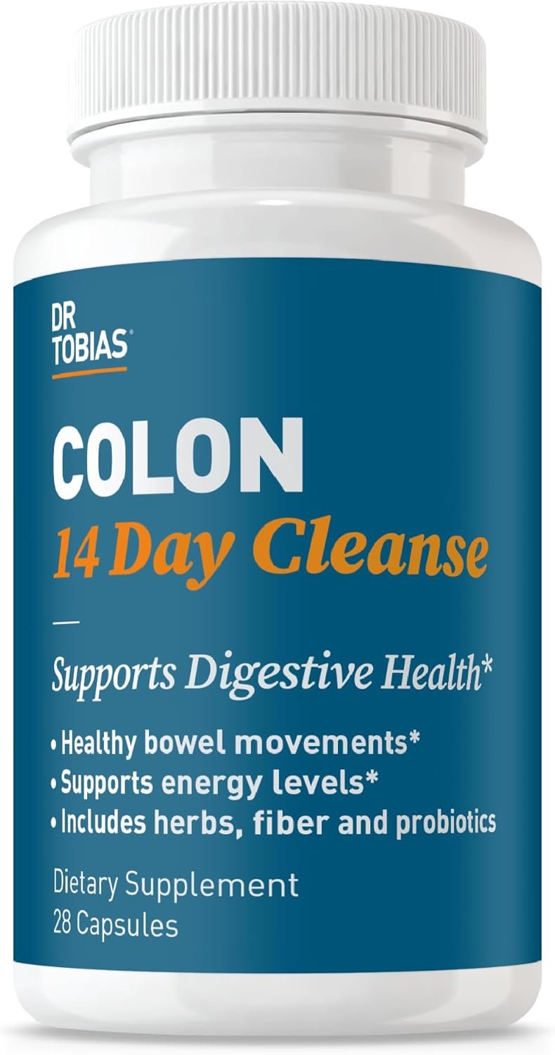 Dr. Tobias Colon Cleanse – Constipation Relief & Gut Health Support for Women & Men | 14 Day Colon Cleanser for a Gentle Colon Detox & Gut Flush – 28 Capsules (1-2 Daily)