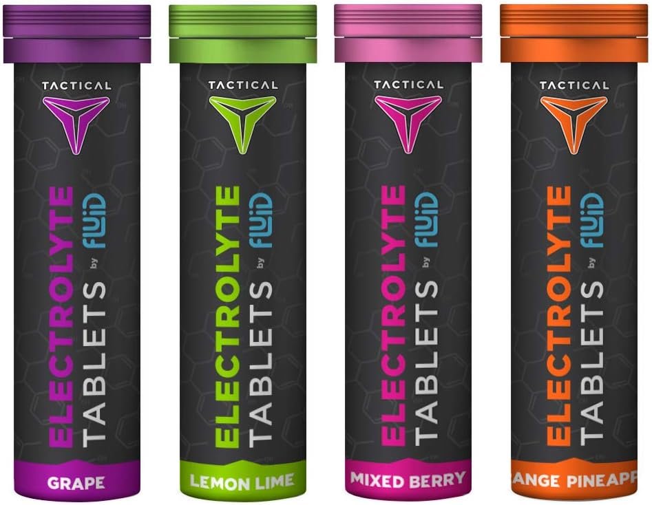 Fluid Tactical – 40 Count Effervescent Electrolyte Tablets | Variety Pack | 320mg Sodium, 160mg Potassium | Dehydration Prevention & Proactive Recovery