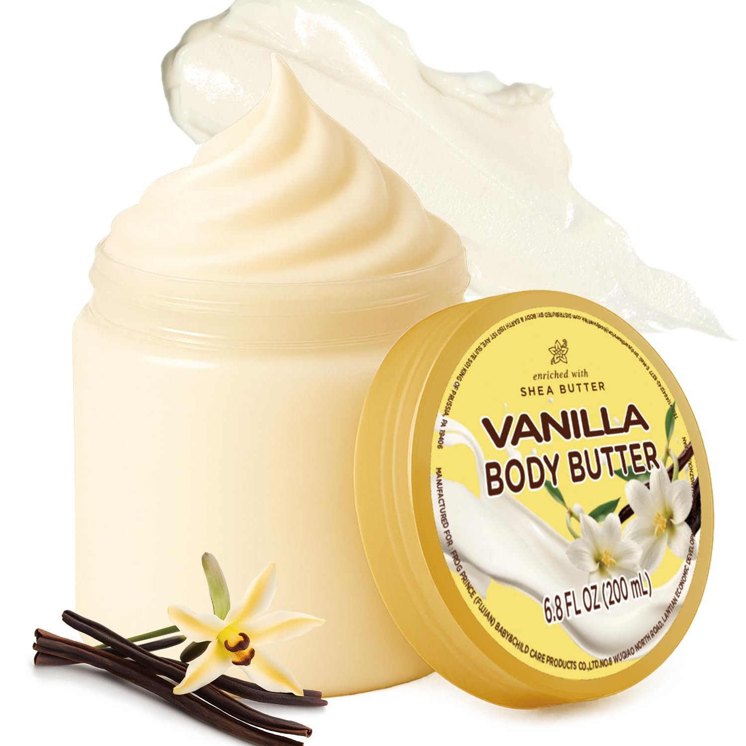 Vanilla Body Butter, Shea Body Butter for Women Dry Skin, Natural Vanilla Lotion for Body Care Smell Good-6.8 floz(200ml)
