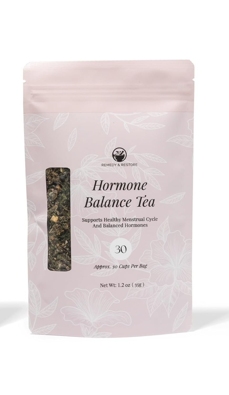 Remedy & Restore Herbal Tea for Hormone Balance – Natural Menstrual Cycle Support, Spearmint Flavor, Loose Leaves, 1 Count