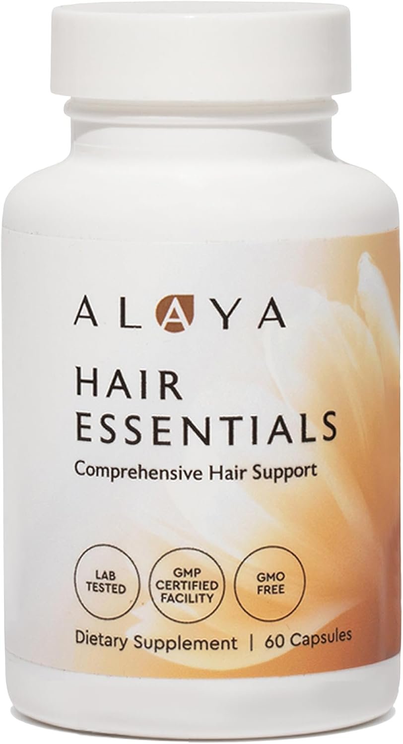 Alaya Hair Essentials – Hair Supplement with Biotin, Keratin, Folate, Vitamin B12, B6 – Lab Tested – Gluten Free – 30 Day Supply