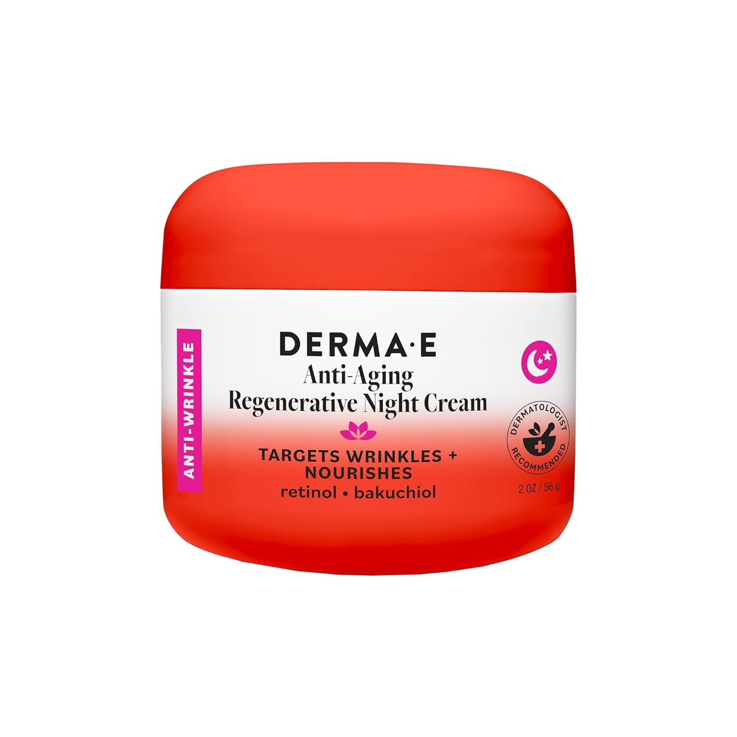 Derma E Anti-Aging Regenerative Night Cream – Firming Astaxanthin Moisturizer For Face – Lightweight Overnight Anti-Wrinkle Cream With Jojoba Oil And Vitamin E, 2 oz