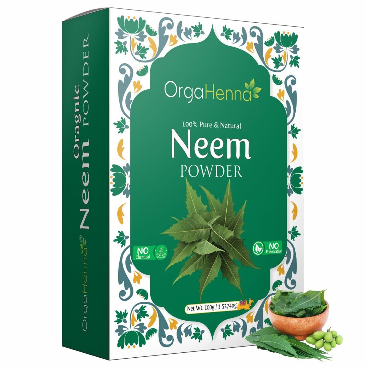 100% Pure & Natural Neem Powder, Chemical & Preservative Free, Whole Leaf, Powder for Skin, Hair – 100g