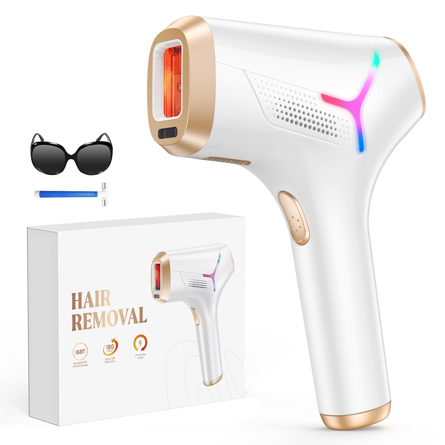 LYSMOSKI Laser Hair Removal for Women and Men, At-Home IPL Hair Removal Device with 5.2 cm² Treatment Window, Nearly Painless, Visible Results in 2 Weeks, Full Body Treatment in 8 Minutes, white