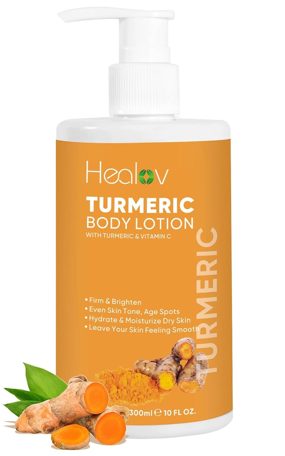 Healov Turmeric Lotion for Spots – Natural Turmeric Skin Brightening Cream for Face & Body – Cleanse Skin, Fight Acne, Even Tone, Clear Scars, Sun Damage, & Discoloration – with Vitamin C
