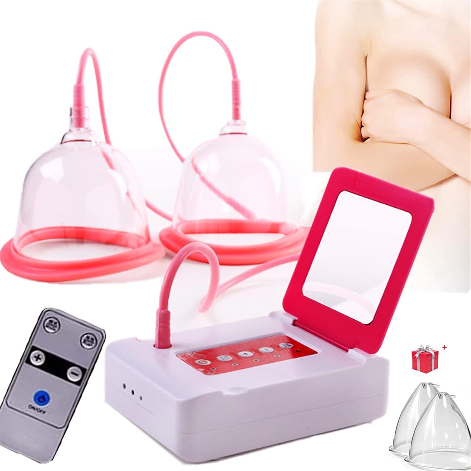 Massage Electric Breast Electric Chest Massager, Anti-Sagging Firming Breast Blood Circulation, USB Bust Lift Enhancer Massager Machine Home Breast Care Device (D-Cup)