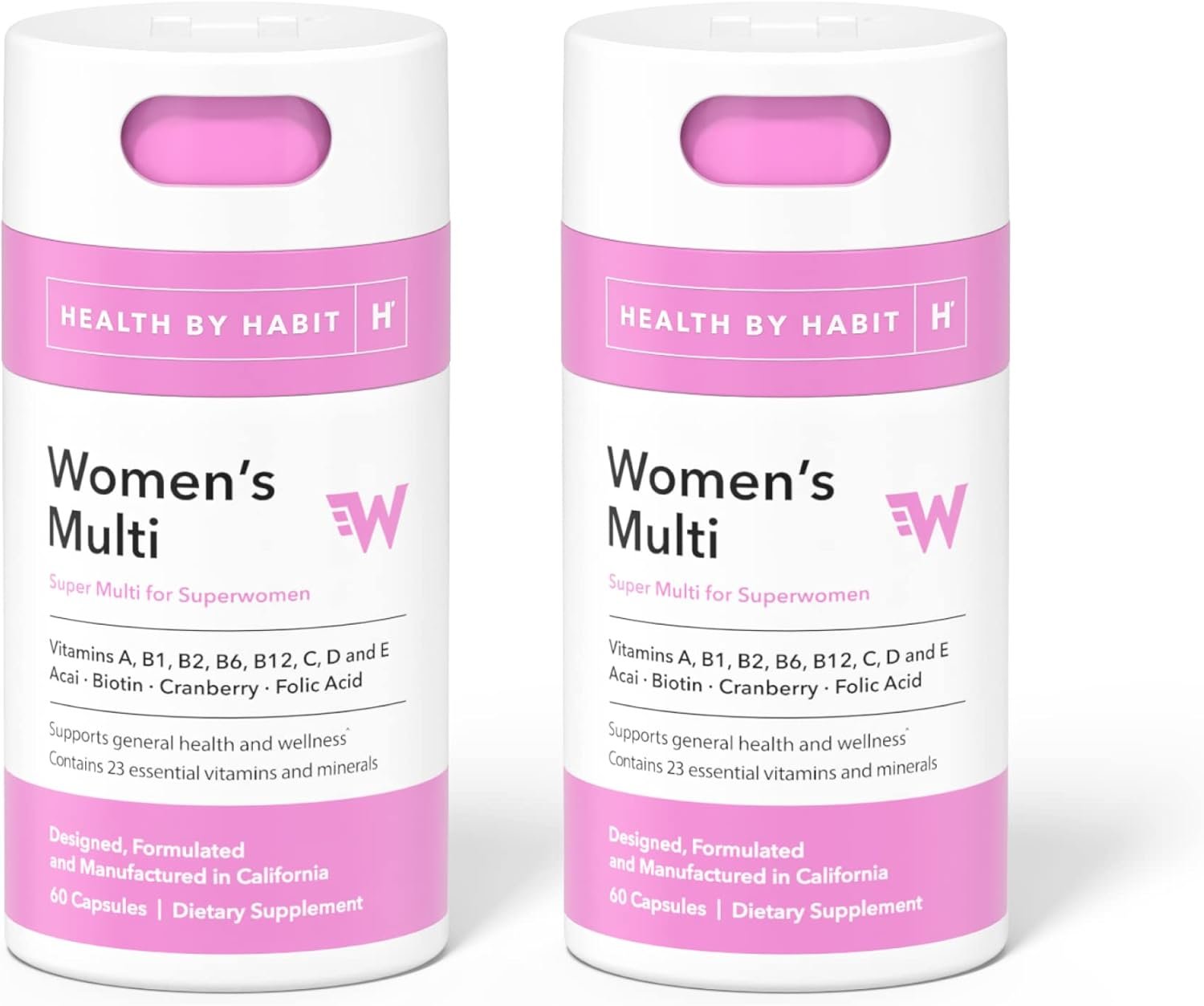 Health by Habit Womens Multi Supplement 2 Pack (120 Capsules) – 23 Essential Vitamins and Minerals, Supports General Health & Wellness, Non-GMO, Sugar Free (2 Pack)