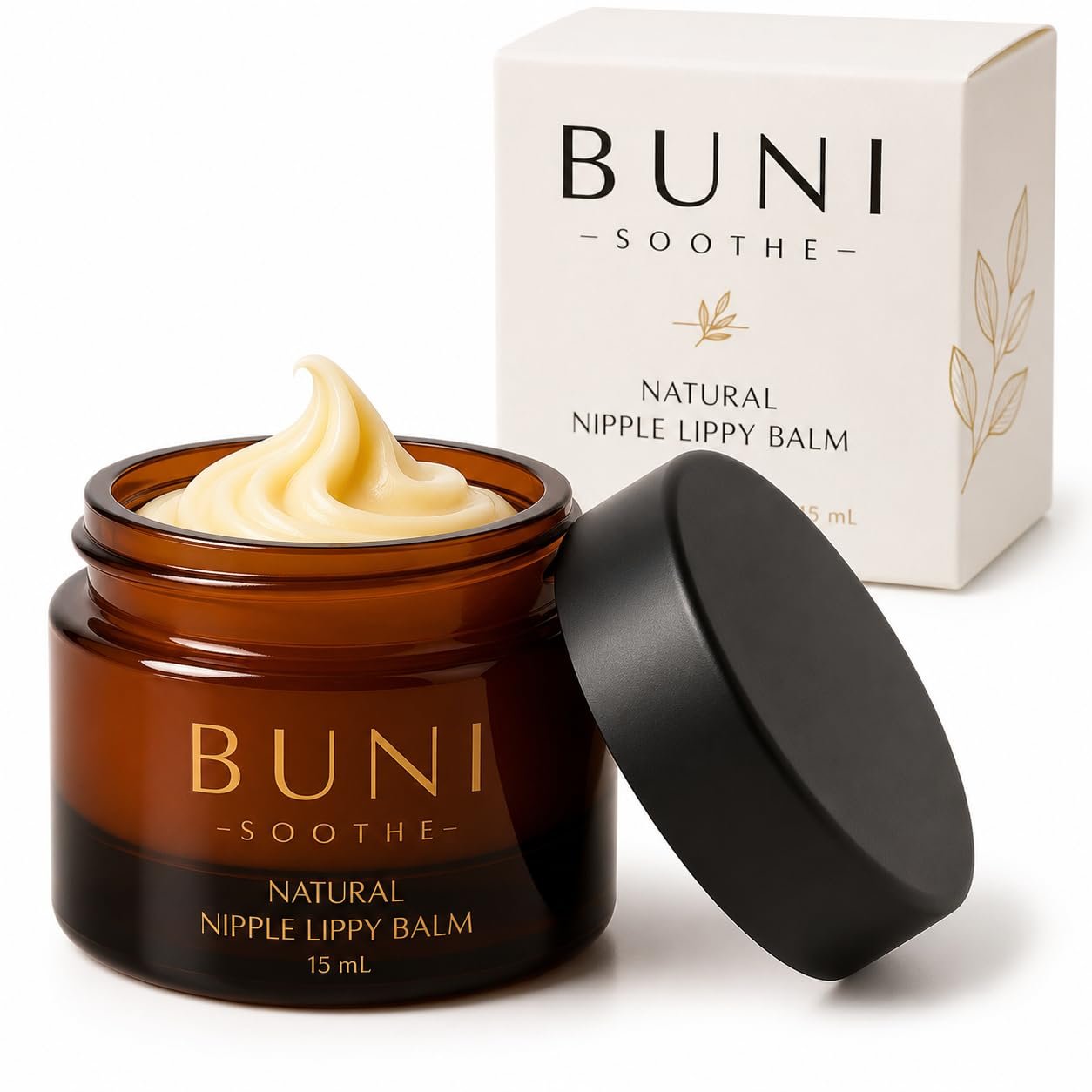 BUNI Premium Nipple & Lip Balm – Natural Lanolin-Free Cream Safe for Breastfeeding & Postpartum Care. Multi-Use Moisturizer for Dry, Cracked & Sore Skin. No Wipe Off, Unscented, Hypoallergenic, 0.5 oz