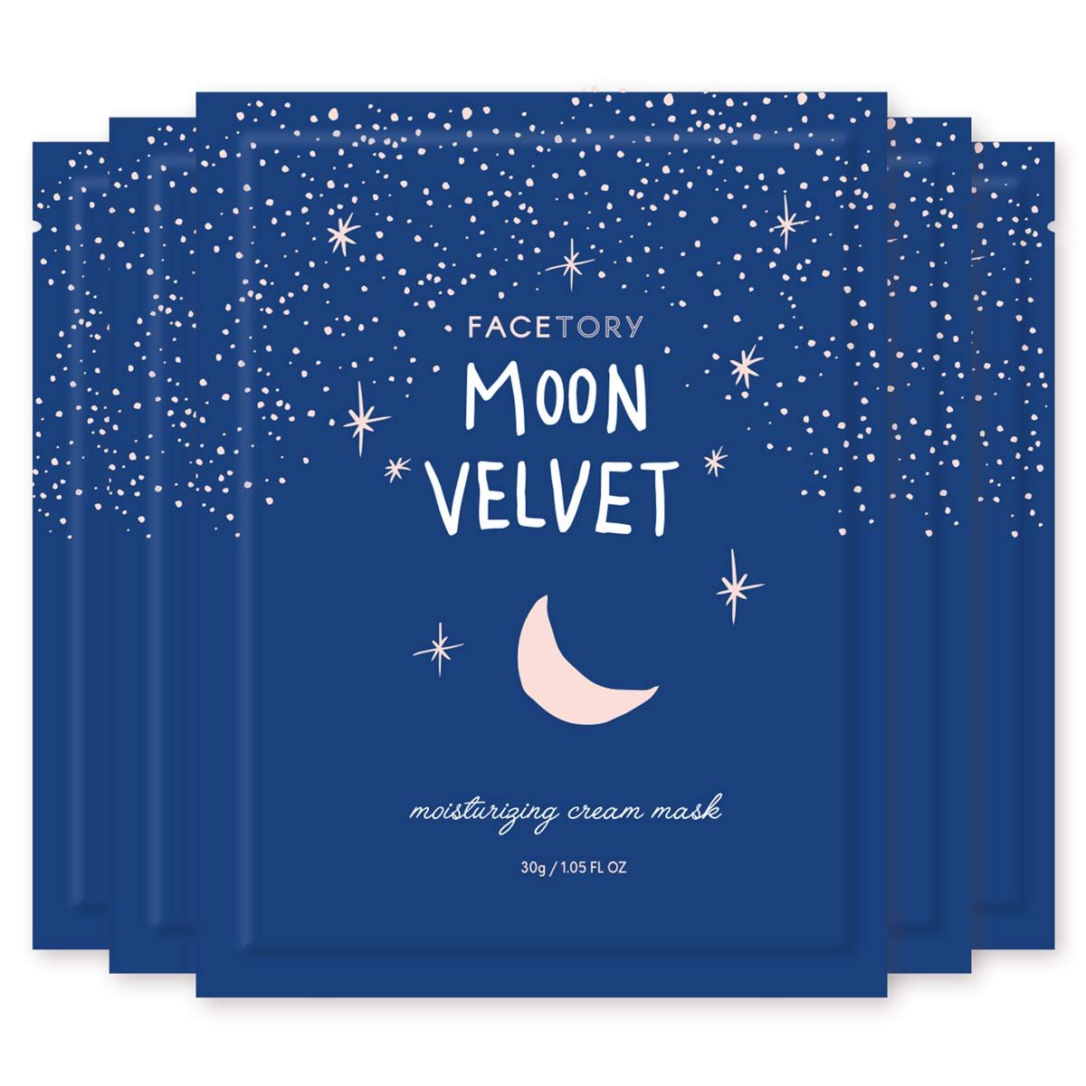 FACETORY K Beauty Face Mask Skin Care – MOON VELVET MOISTURIZING Sheet Mask with Sodium Hyaluronate & Shea Butter Cream | Moisturizing Cream Mask (5 Pack)