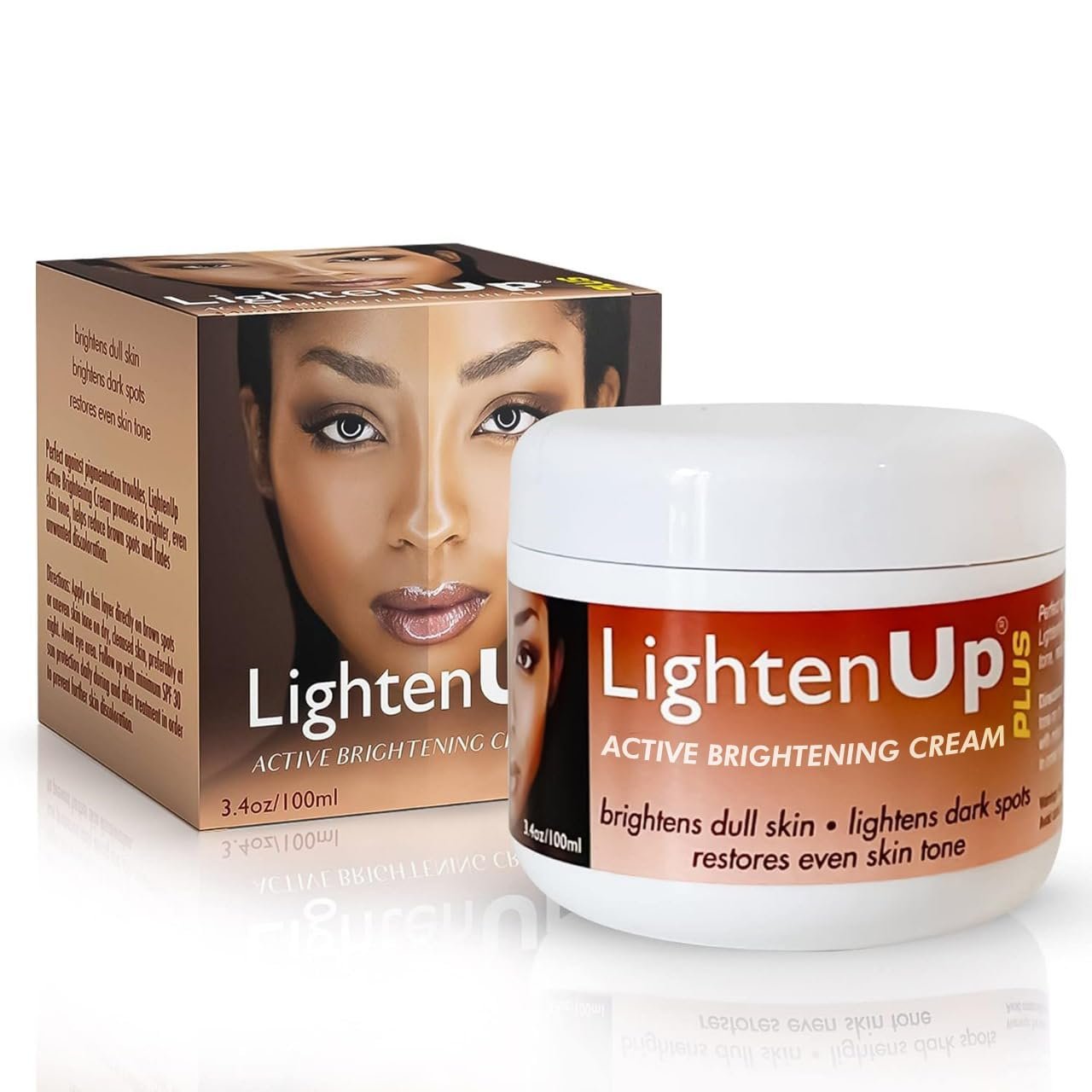 Lighten-Up Plus Active Skin Brightening Cream – 3.4 Fl oz / 100 ml – Daily Moisturzing Cream, For Face and Body