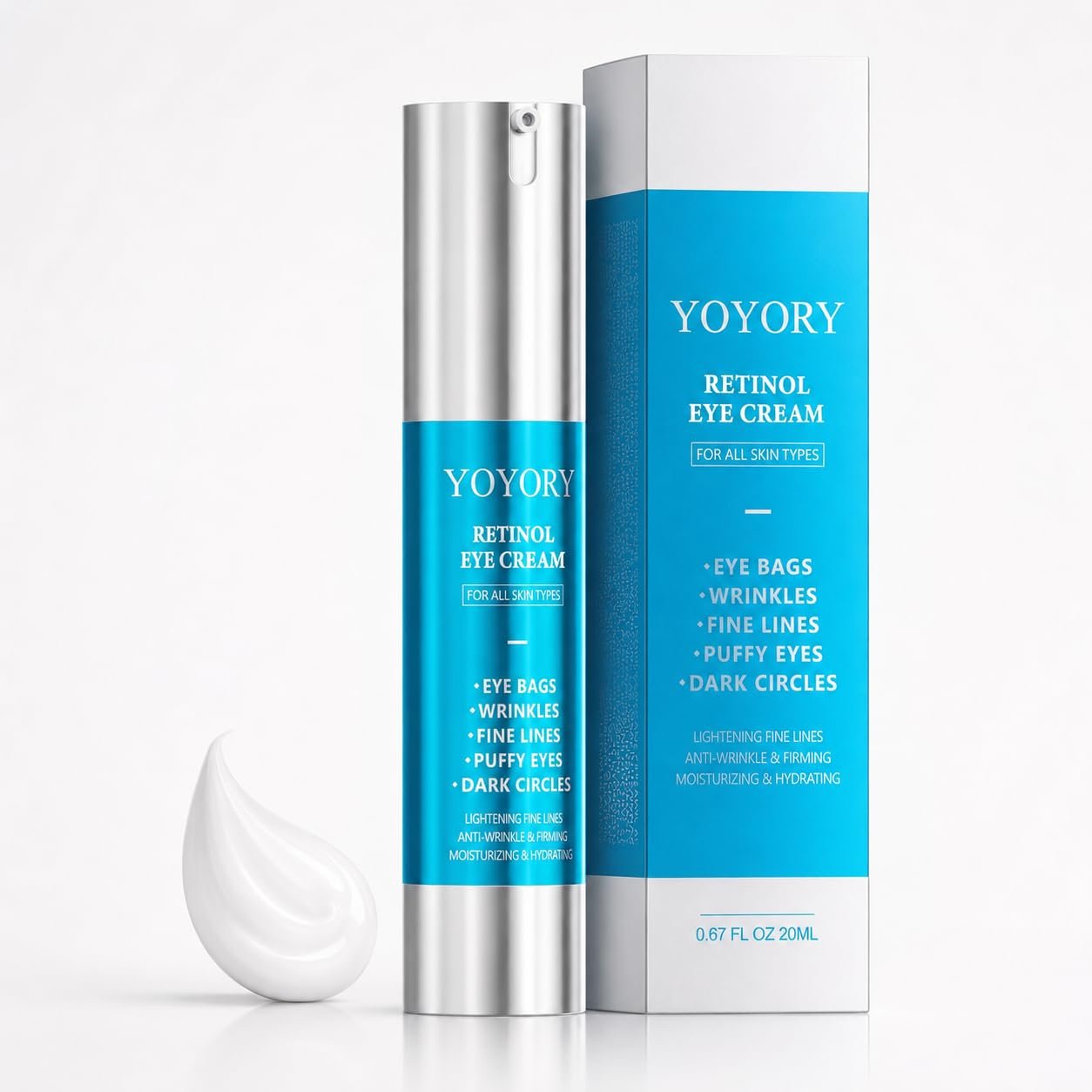 Eye Cream, Hydrating Under Eye Cream for Eye Bags, Dark Circles, Fine Lines & Puffiness, Women & Men, 0.67 fl oz