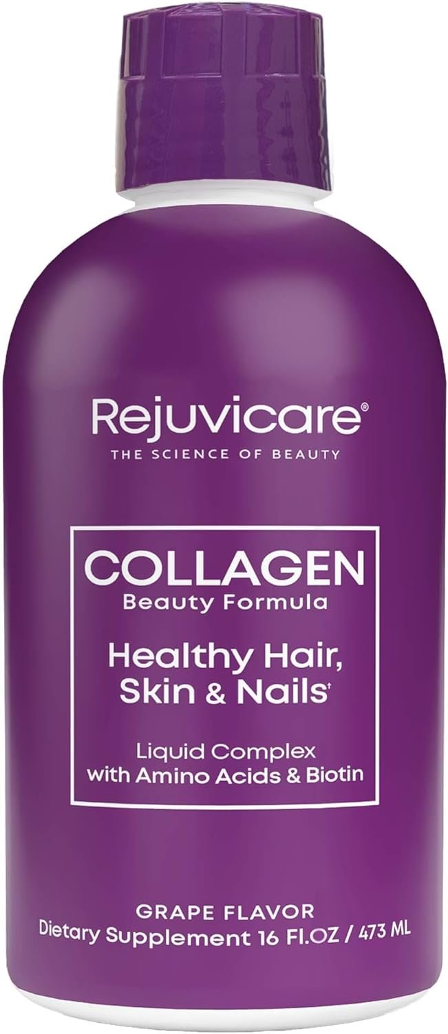 Rejuvicare Liquid Collagen Beauty Formula with Amino Acids, Protein and Biotin, Delicious Grape Flavor, Purple 16 oz ,32 servings