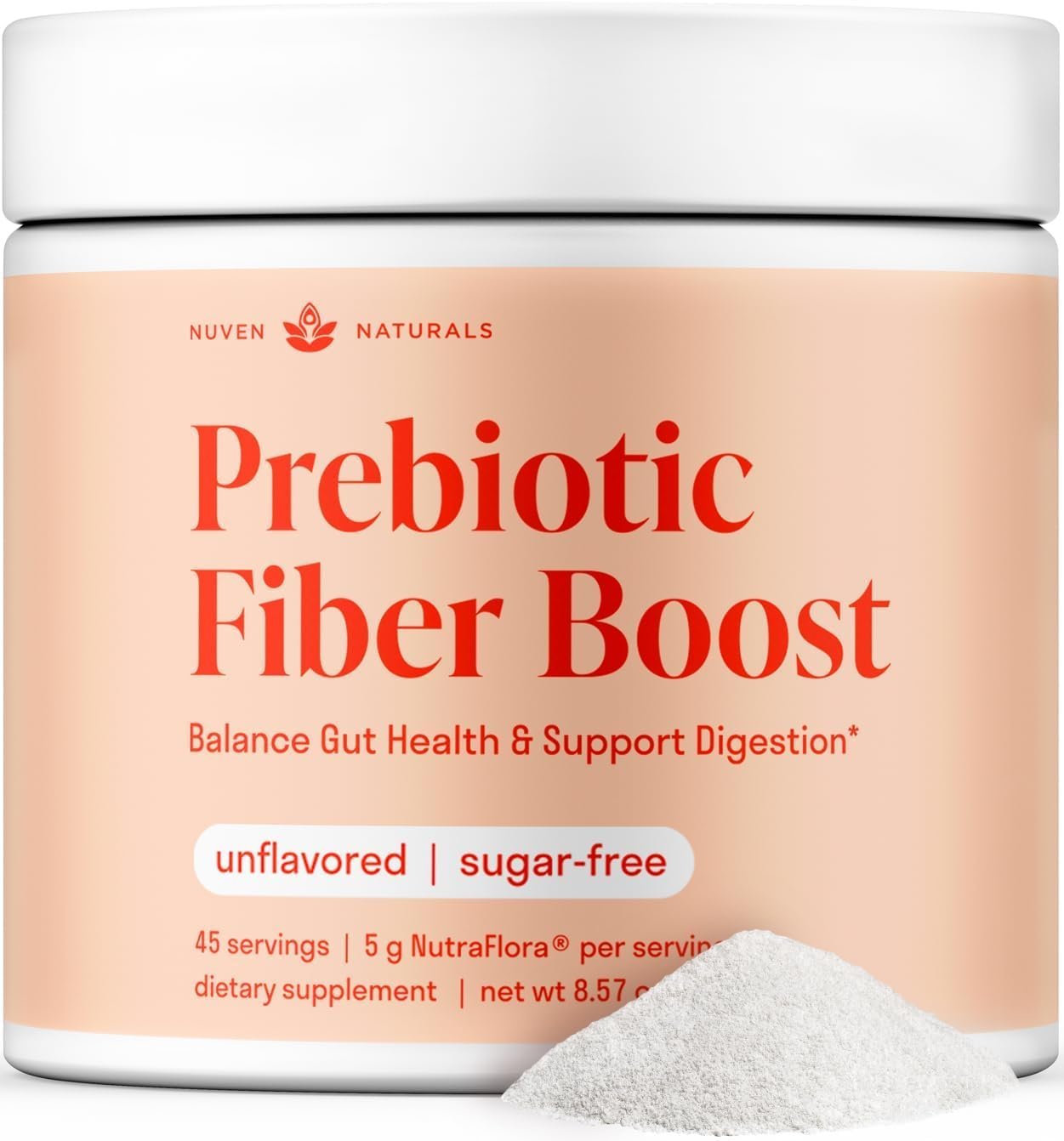 Prebiotic Fiber Powder – Unflavored & Sugar Free | 45 Servings | Fiber Supplement to Support Digestive Regularity, Gut Health, Bloating & Immune Support – 1 Scoop of Soluble Prebiotic Powder Daily