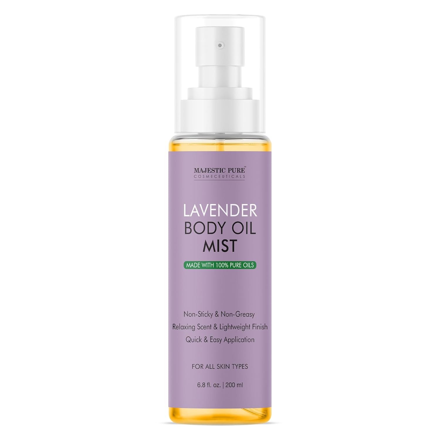 Majestic Pure Lavender Oil Body Mist- 100% Pure & Natural – After Shower Body Oils for Women and Men – Scented, Radiant, Skin Therapy Firming Massage Oil – 6.8 Fl Oz